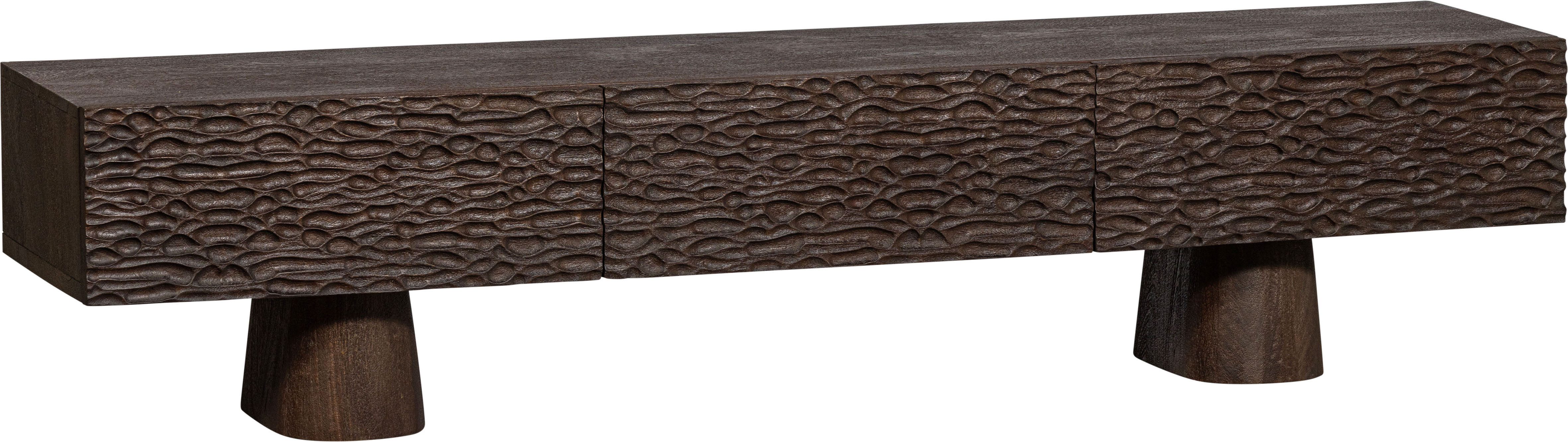 WOOOD Tv-meubel Crumble TV-dressoir van mangohout, drie lades, h 40 cm x b 180 cm x d 40 cm