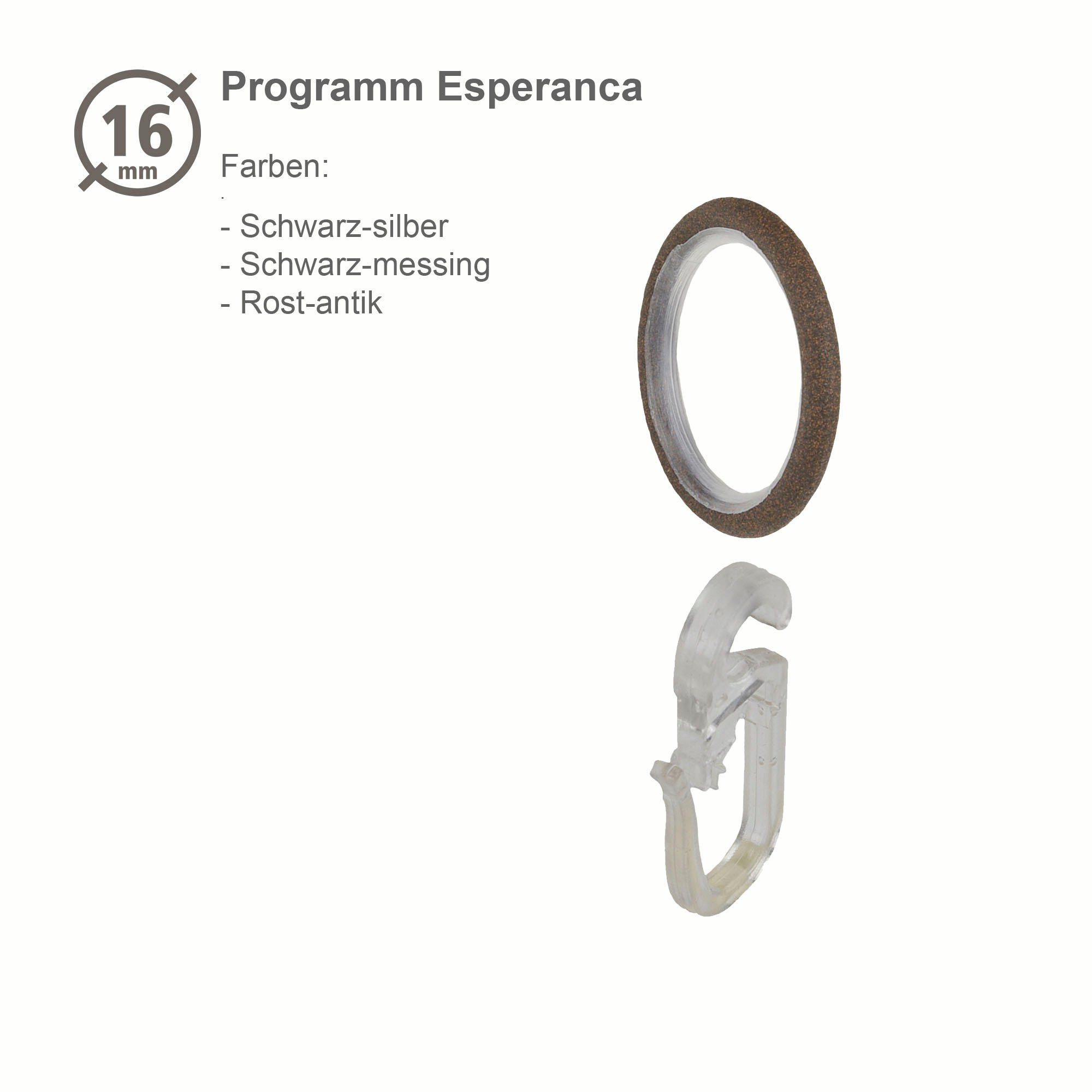 Liedeco Gordijnring stijlring, ringen voor gordijnroedes 16 mm "Esperanca" (10 stuks)