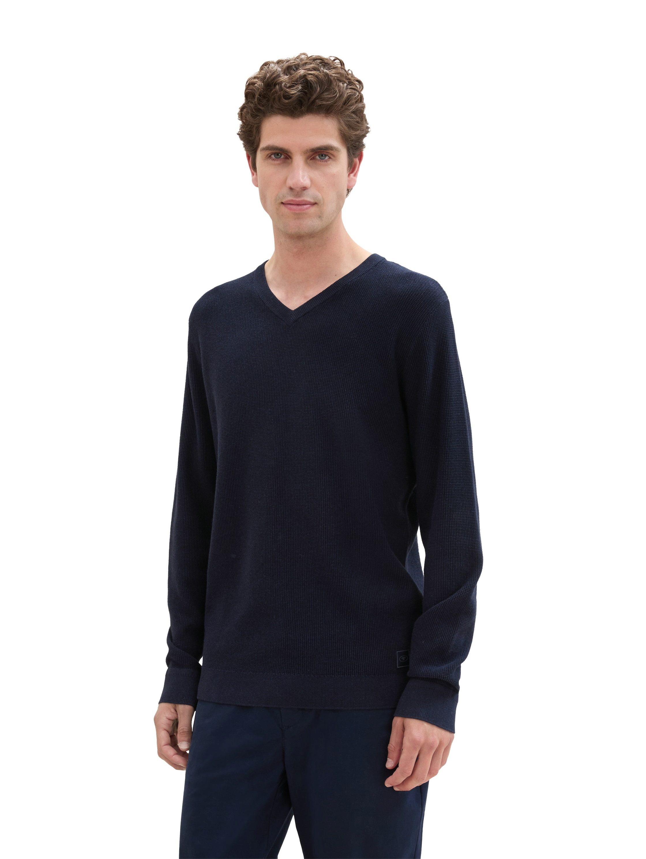 Tom Tailor Gebreide trui met v-hals heren pullovers maat S zwart