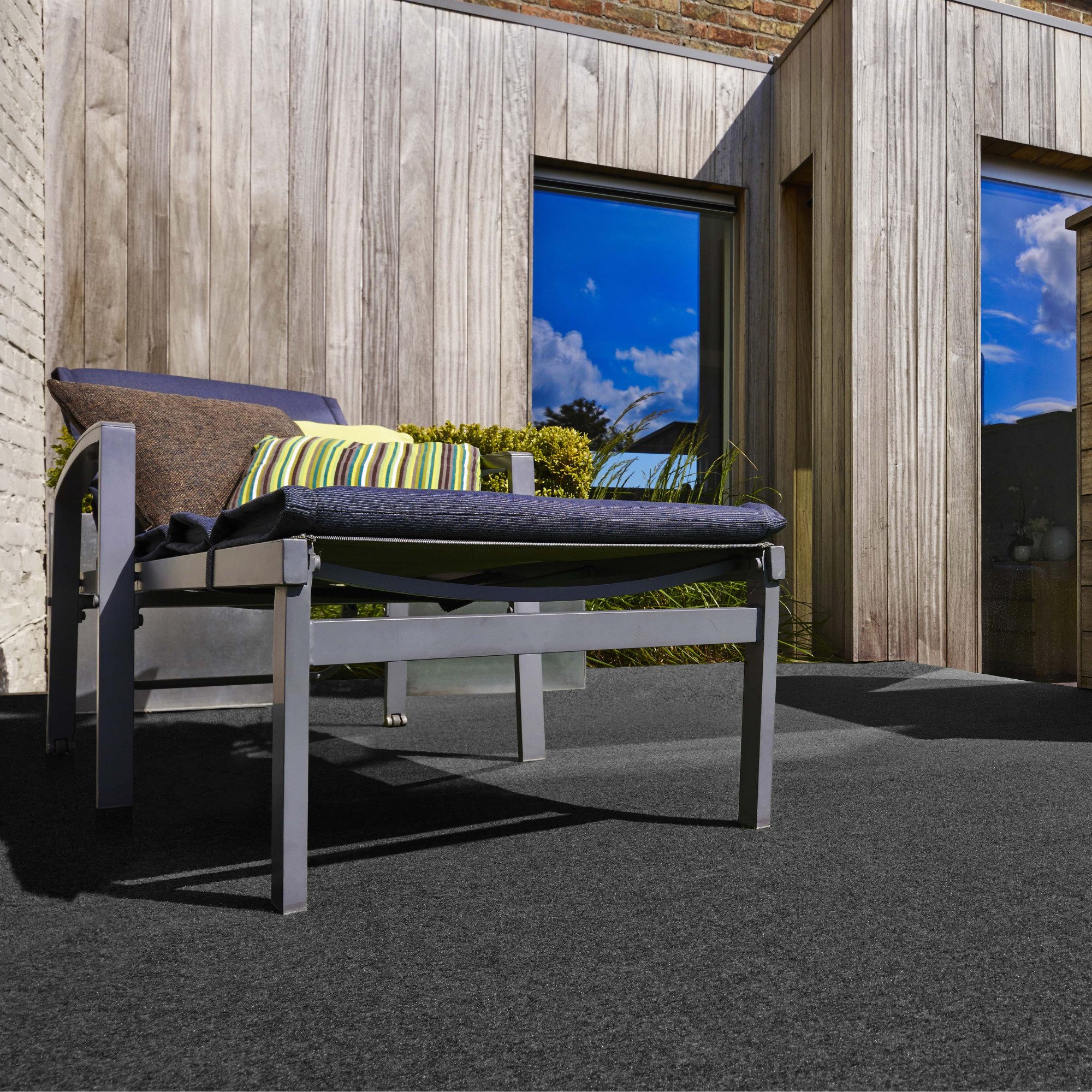 Andiamo Kunstgras Field, Made in Belgium Gazontapijt van naaldvilt, met noppen, voor balkon & terras (1 stuk) buitenkleden grijs