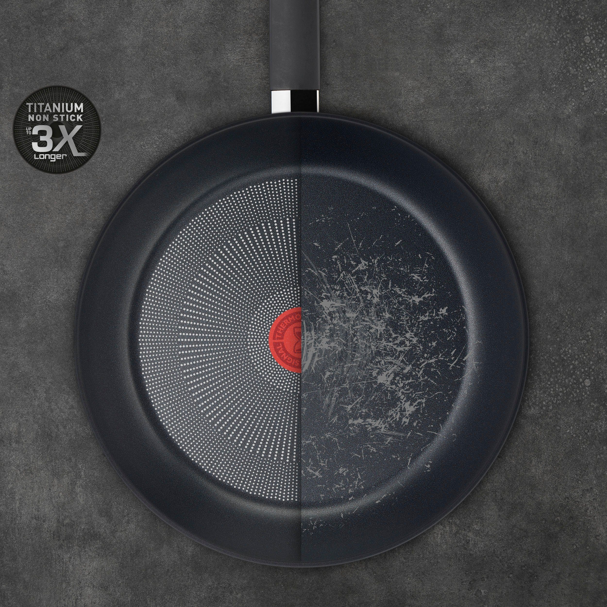 Tefal Wok Titanium Force Wokpan, Inductie, Ø 28 cm extra duurzame anti-aanbakcoating, thermo-signaal, diepe vorm