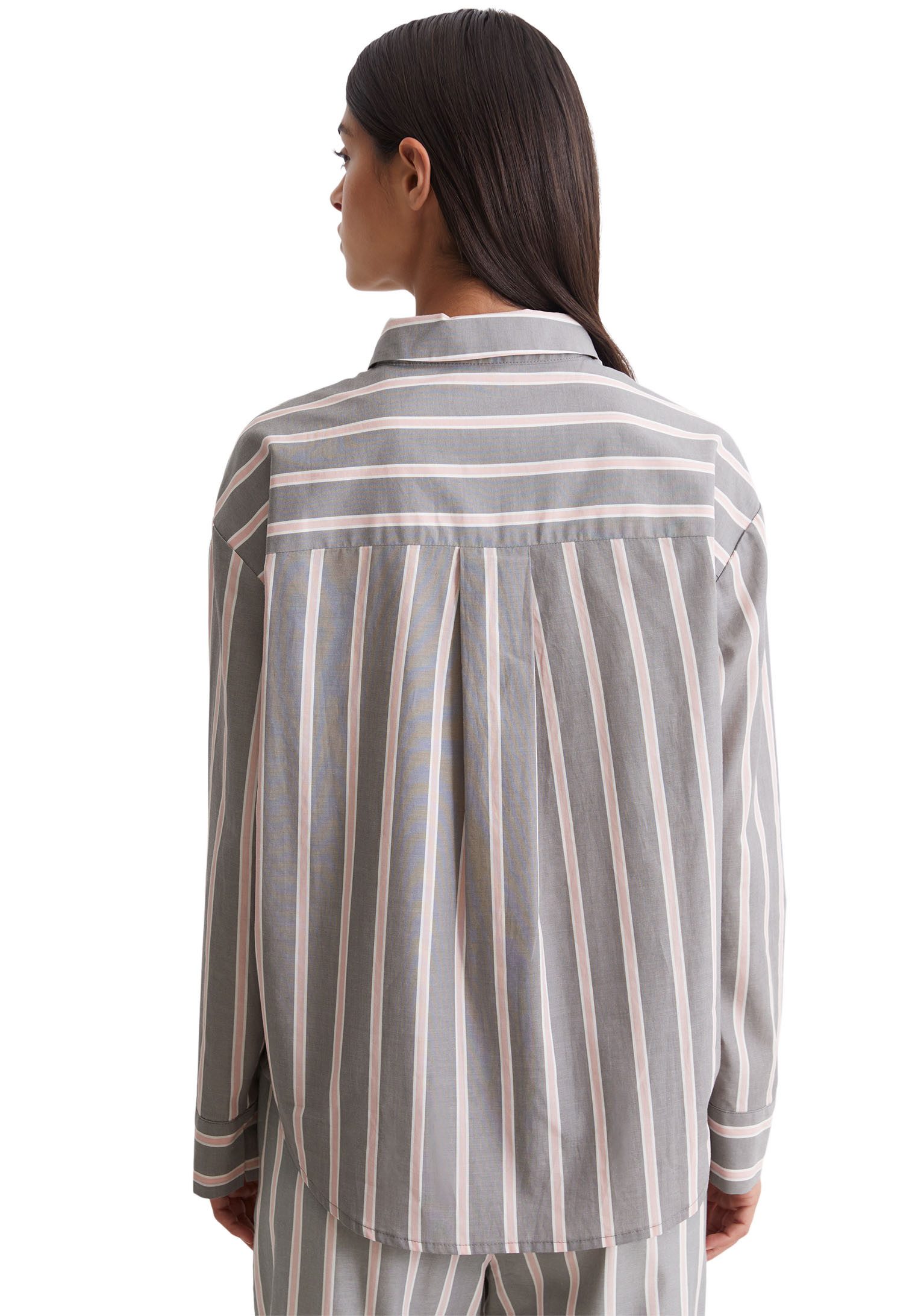 Marc O'Polo Shirt met lange mouwen Mix & Match Woven met knopen in parelmoer-look