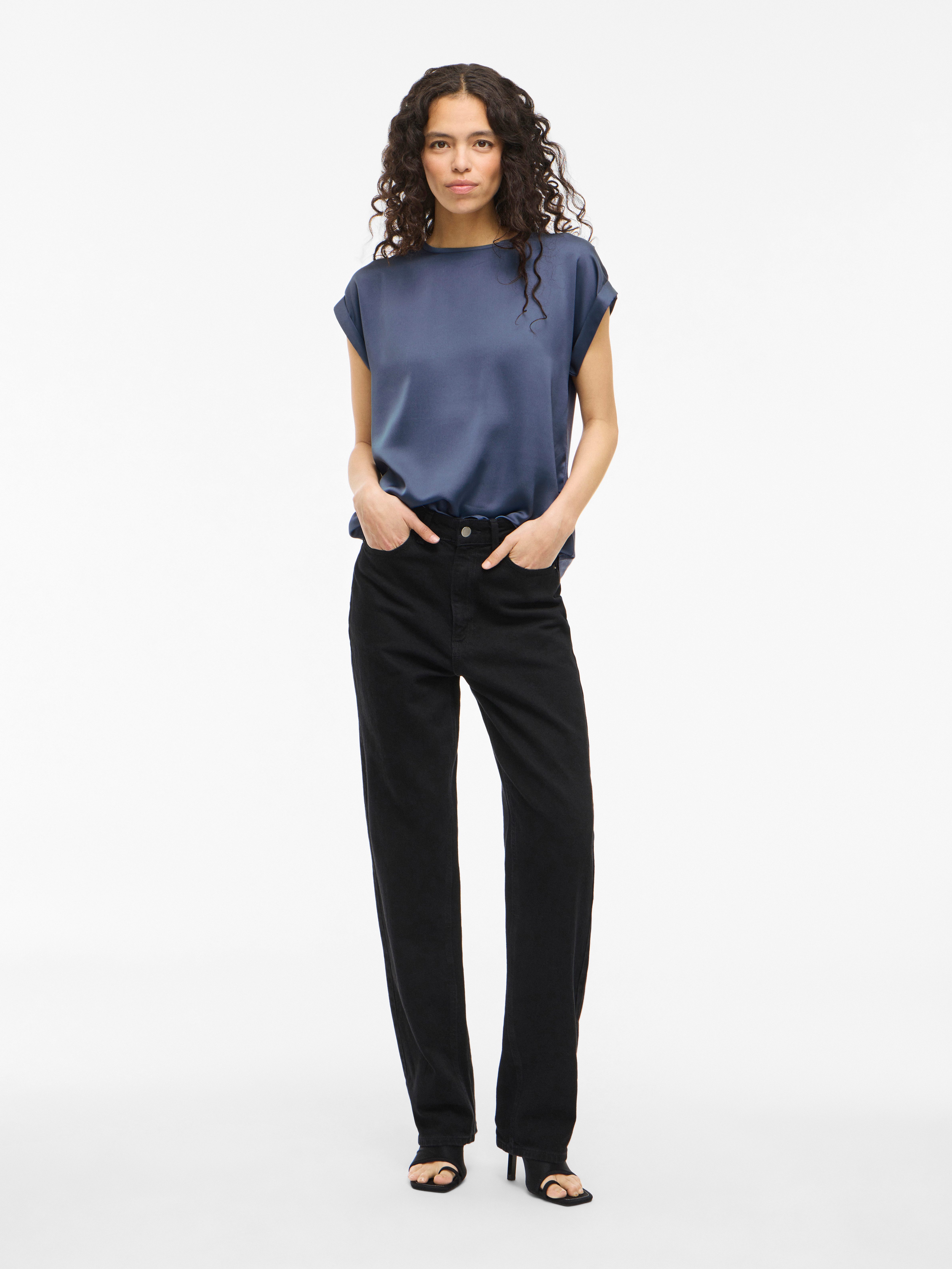 Vila Shirt met korte mouwen VIELLETTE S/S SATIN TOP - NOOS