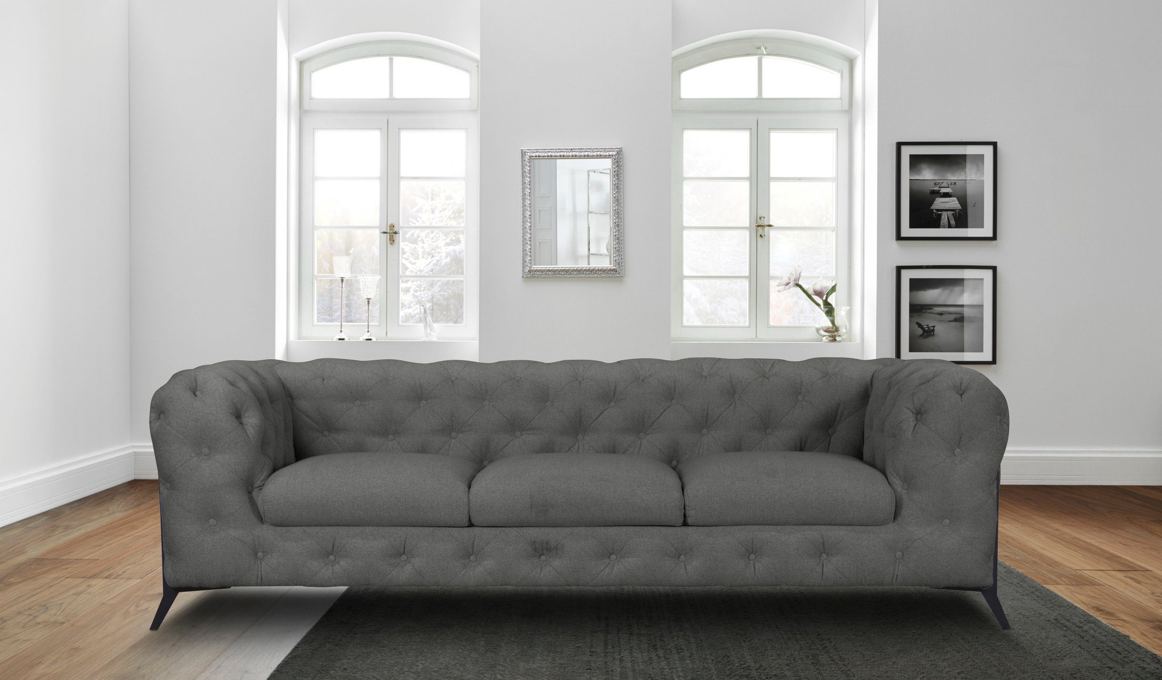 Leonique Chesterfield-bank Amaury luxueuze capitonnage, moderne chesterfield look, kleur van de poten ter keuze