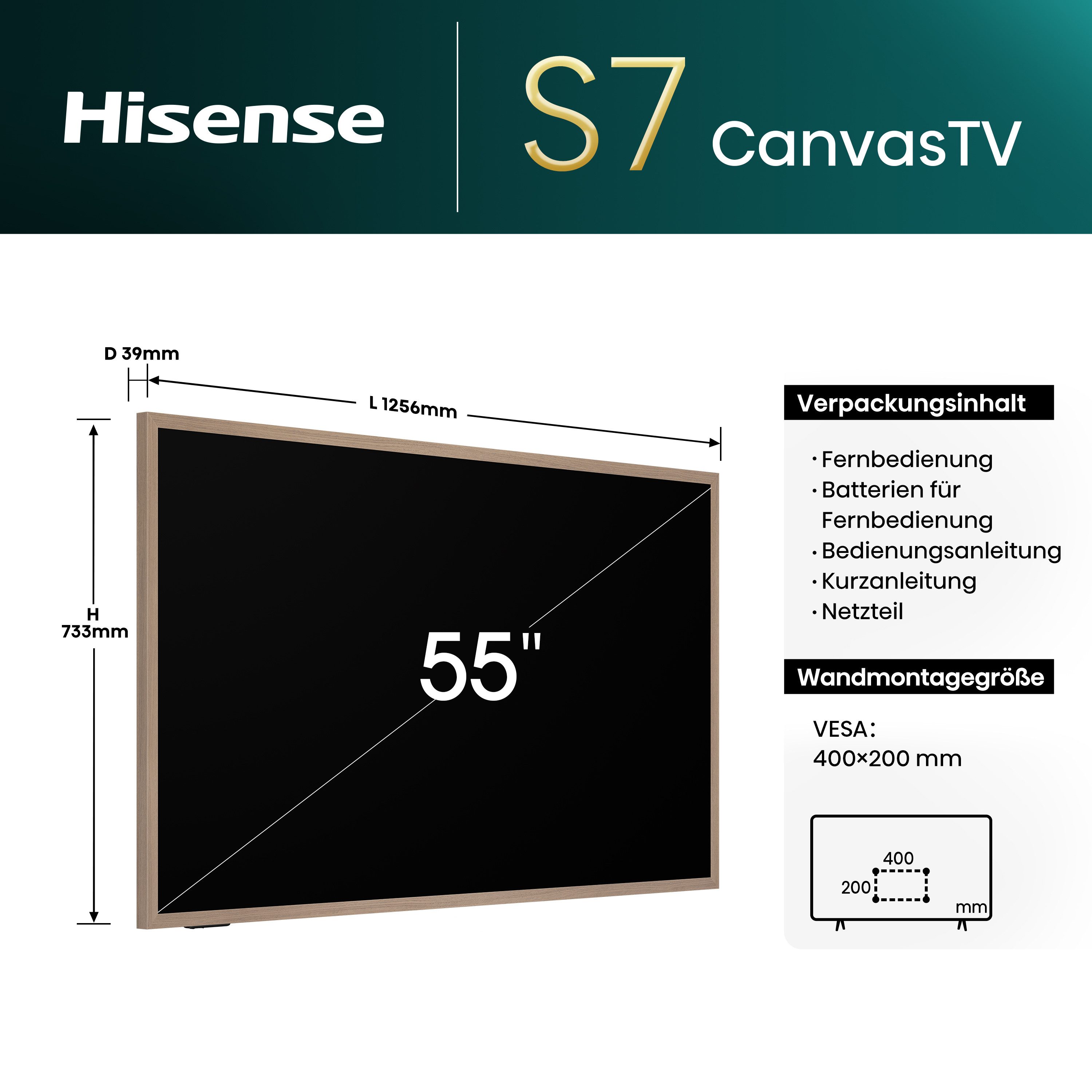 Hisense QLED-TV 55S7NQ, 139 cm / 55", 4K Ultra HD, Smart TV, 4k uhd qled