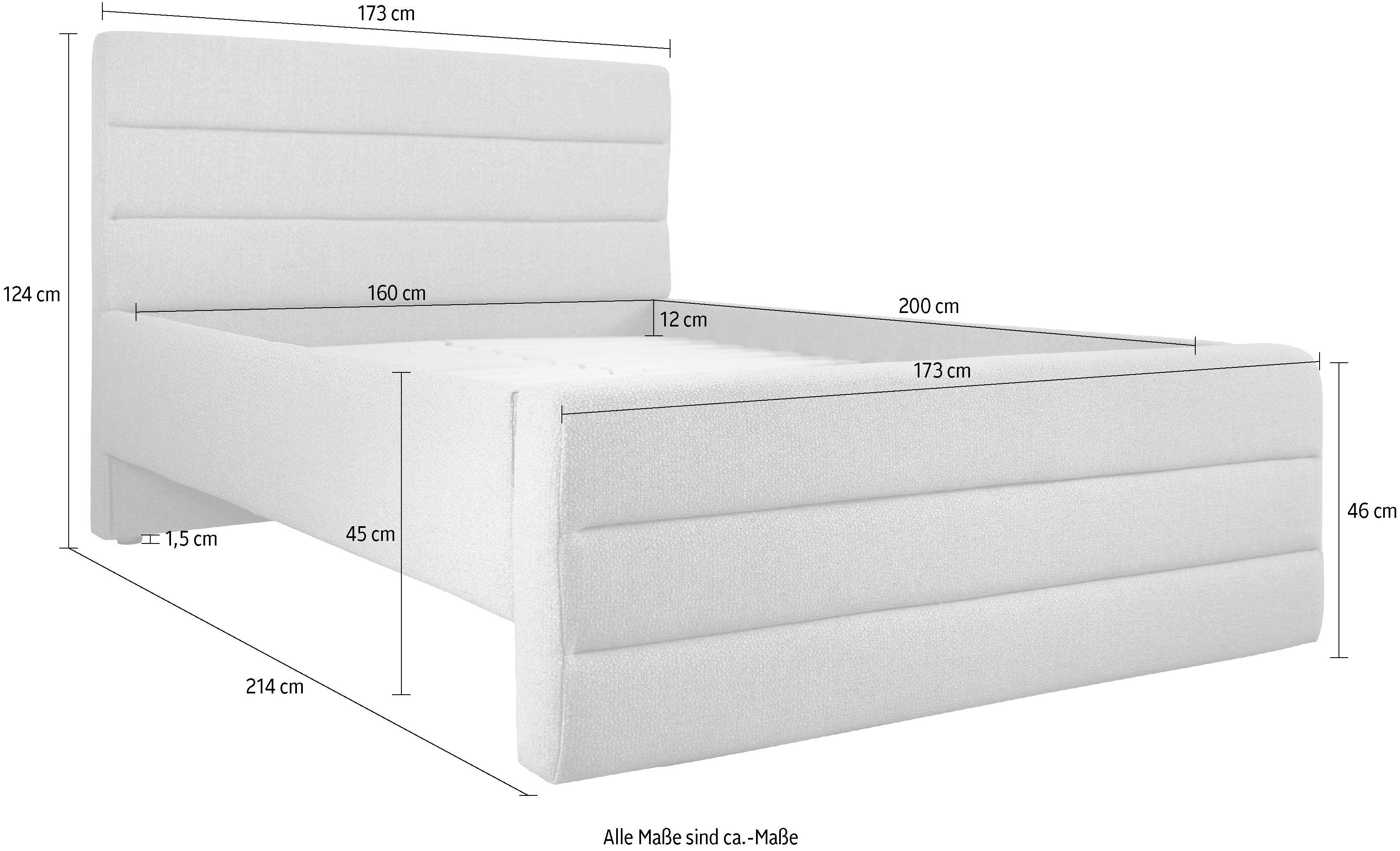 OTTO products Gestoffeerd bed Merrit Dwarsnaad in het hoofd- en voetbord, in 5 breedten, ook in 220 cm lang