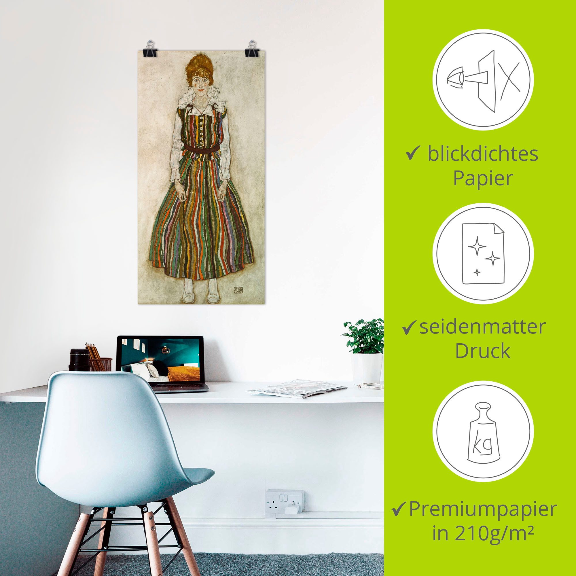 Artland Artprint Edith Schiele. 1915. als artprint van aluminium, artprint op linnen, muursticker of poster in verschillende maten