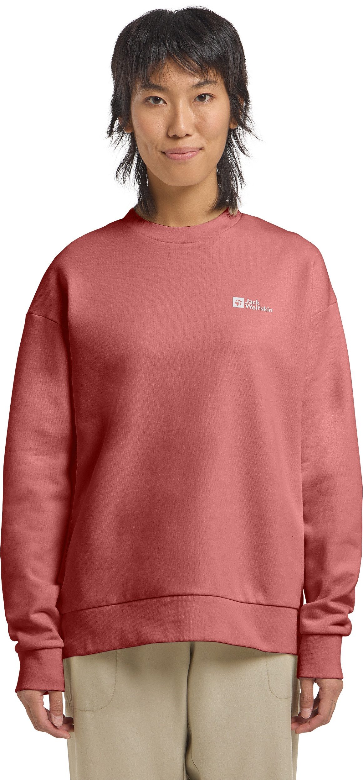 Jack Wolfskin Shirt met lange mouwen ESSENTIAL CREWNECK W dames shirts maat L (42/44) rood