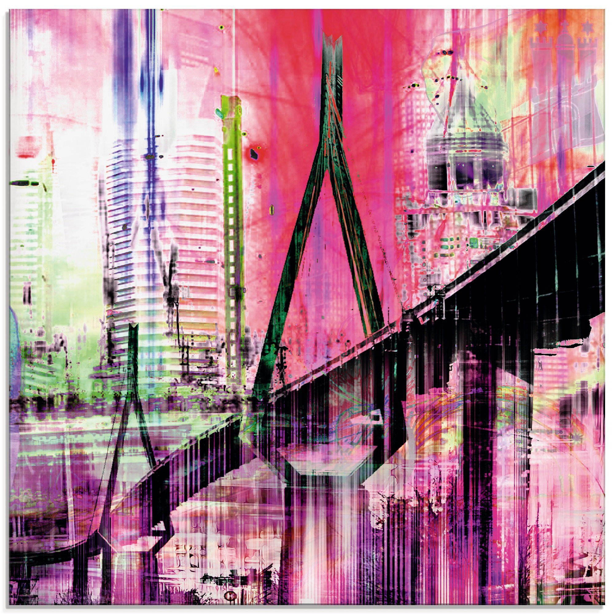 Artland Print op glas Hamburg Skyline abstracte collage (1 stuk)