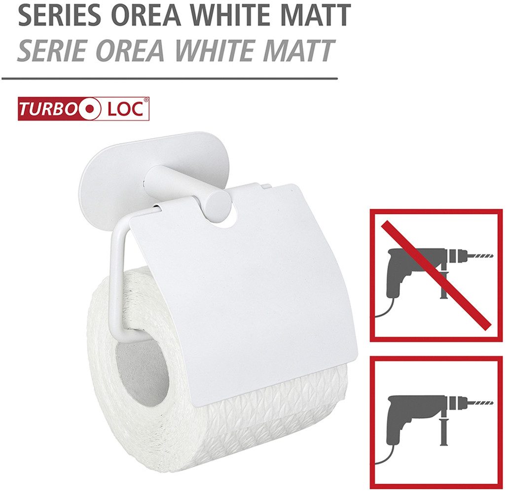 WENKO Toiletrolhouder Turbo-Loc® model Orea met deksel, roestvrij staal, bevestigen zonder boren