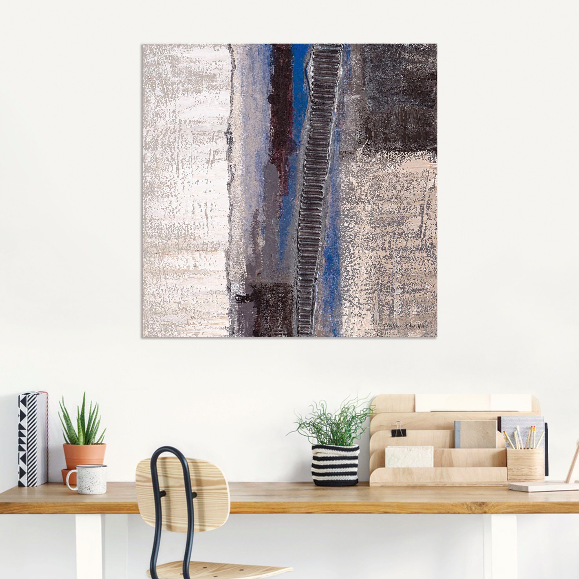 Artland Artprint Blauw/zilverkleur Abstract I als artprint van aluminium, artprint voor buiten, artprint op linnen, poster in verschillende maten. maten
