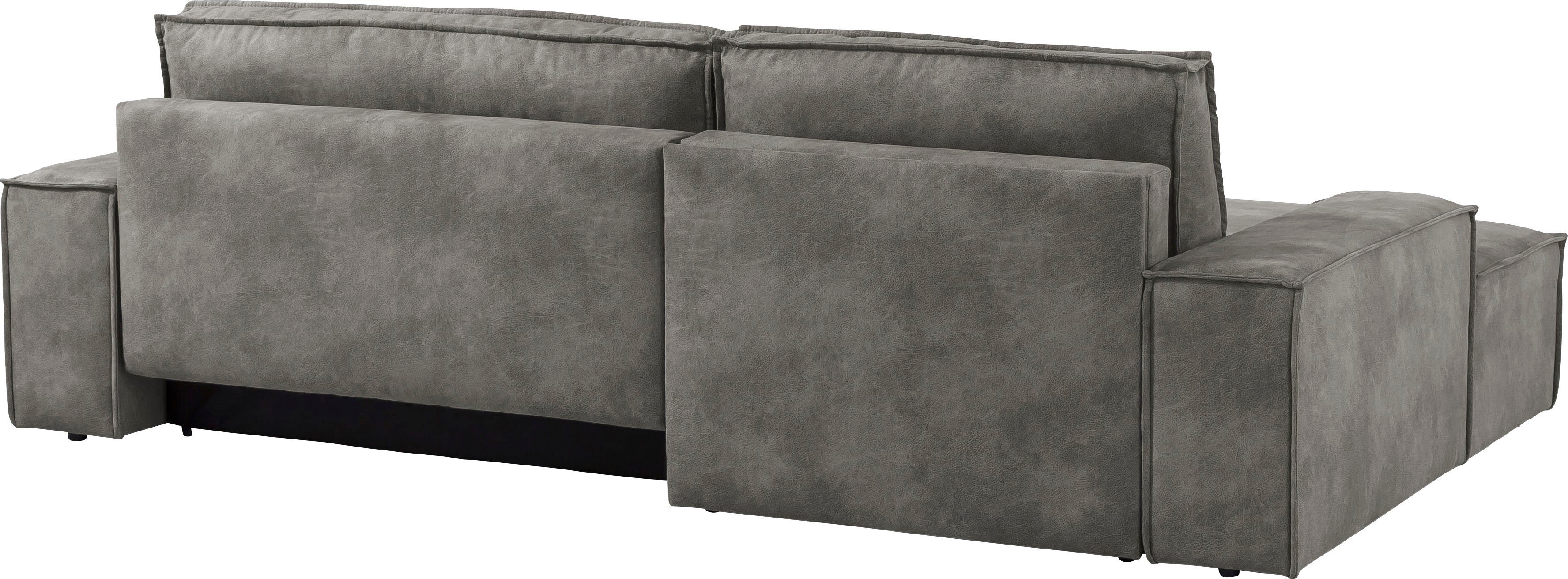 Home affaire Hoekbank SHERWOOD bedbank 267 cm, L-model, Slaapfunctie met bedlade (210x136 cm), cord, vintage, fluweel