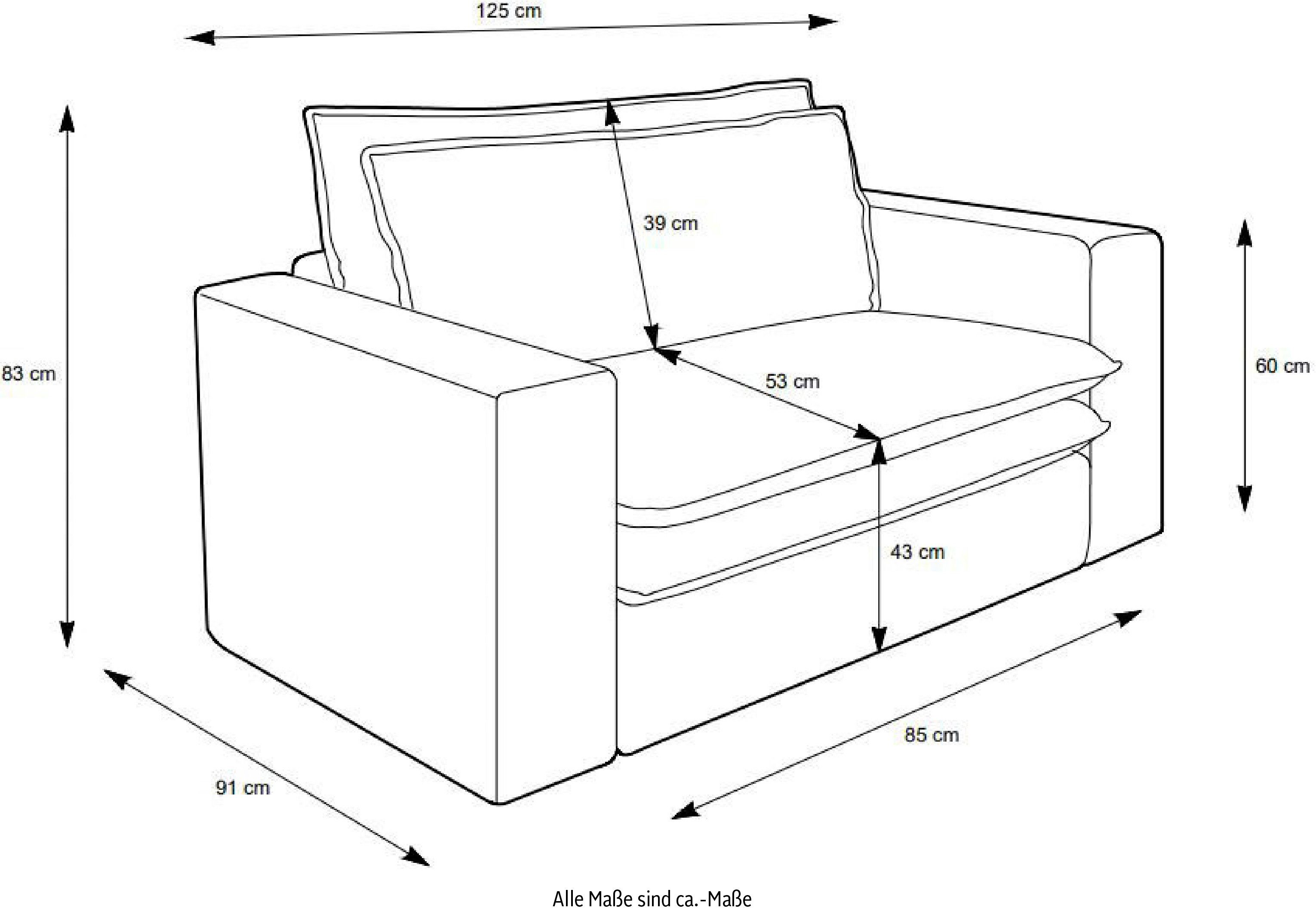Places of Style Zithoek PIAGGE Hoogwaardige cord, loveseat en loveseat-hocker als set (2-delig)