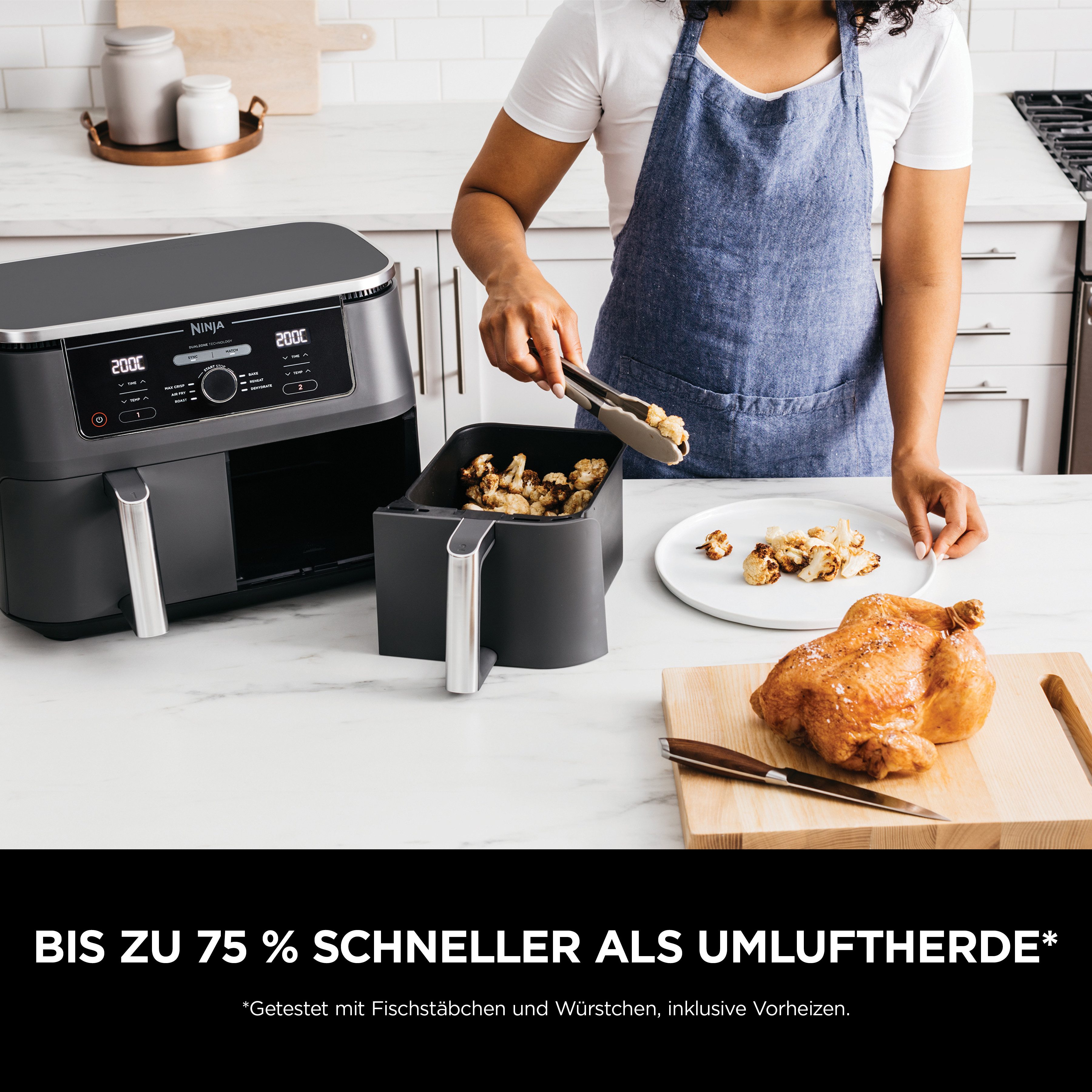 NINJA Airfryer Foodi AF400EU Dual Zone Airfryer Capaciteit elk 1,4 kg, incl. 2 Crisper roosterinzetstukken
