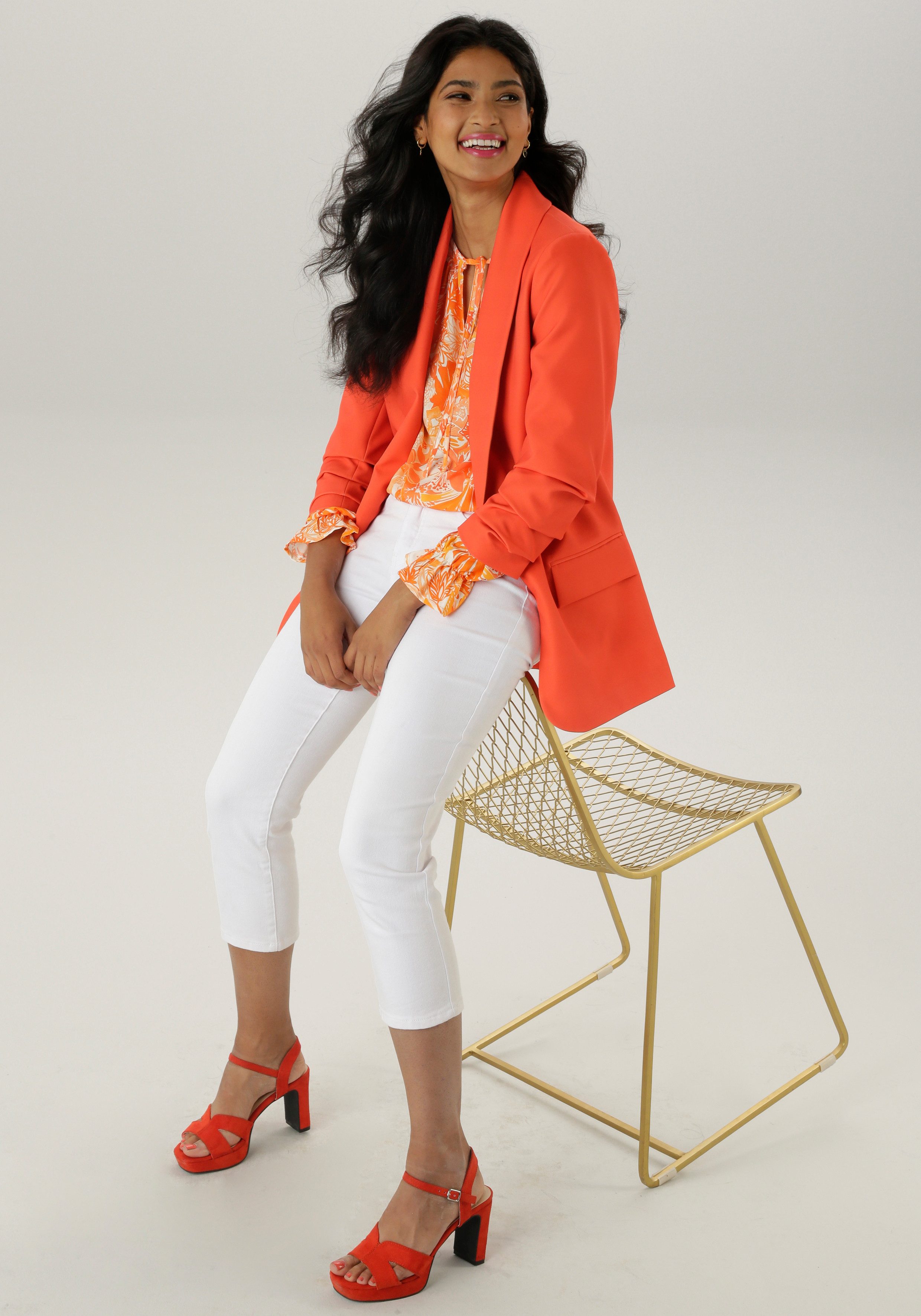Aniston SELECTED Lange blazer met modieuze reverskraag en gerimpelde mouwen nieuwe collectie