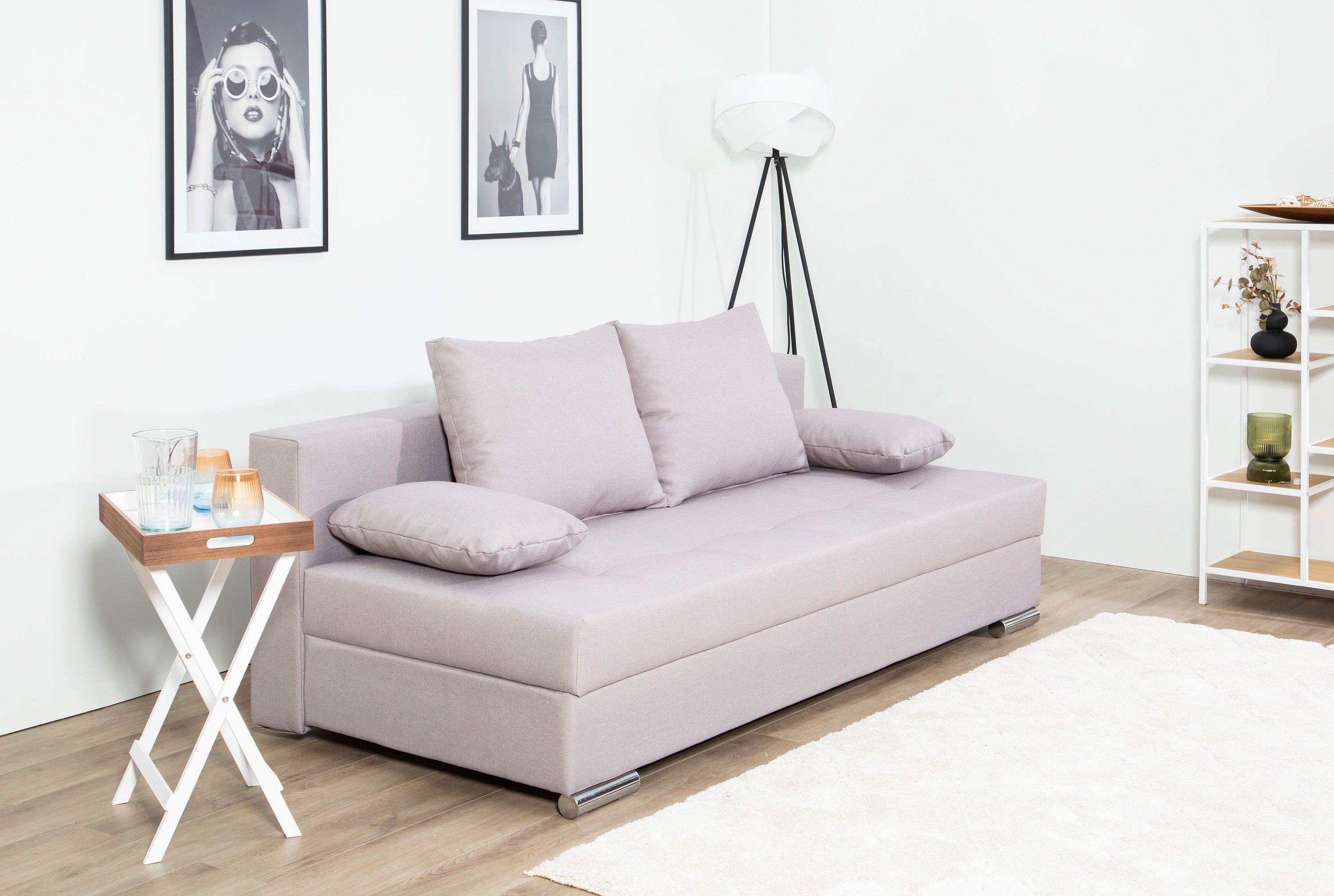 COLLECTION AB Slaapbank Tania met bedfunctie en bedlade comfortabele zitcomfort: veren-kern bekleding, inclusief rugkussen