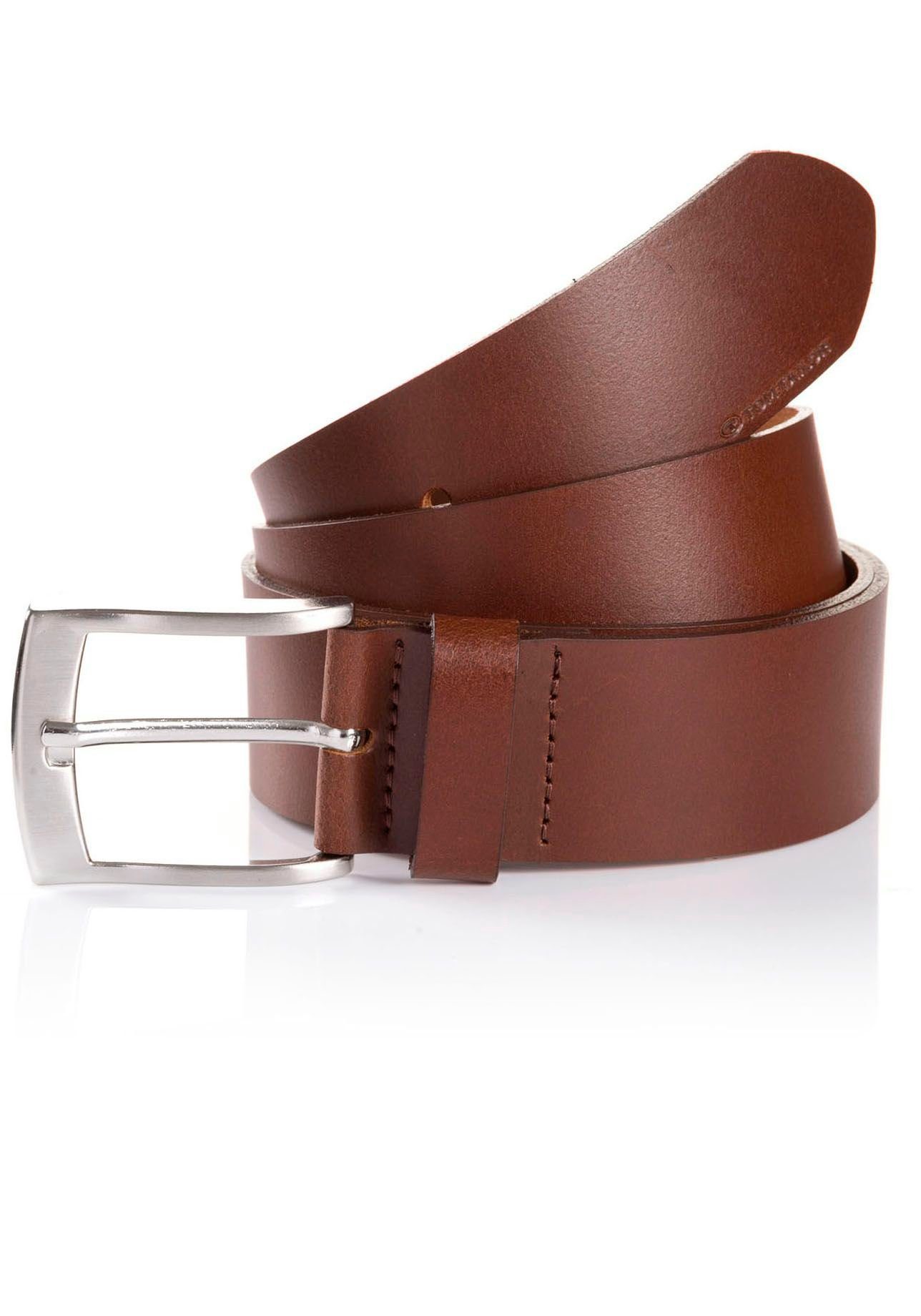 Tom Tailor Leren riem TTANDREW 4 cm breed, herenriem, jeans en casual, tot maat 120 dames brede riemen maat 85 bruin