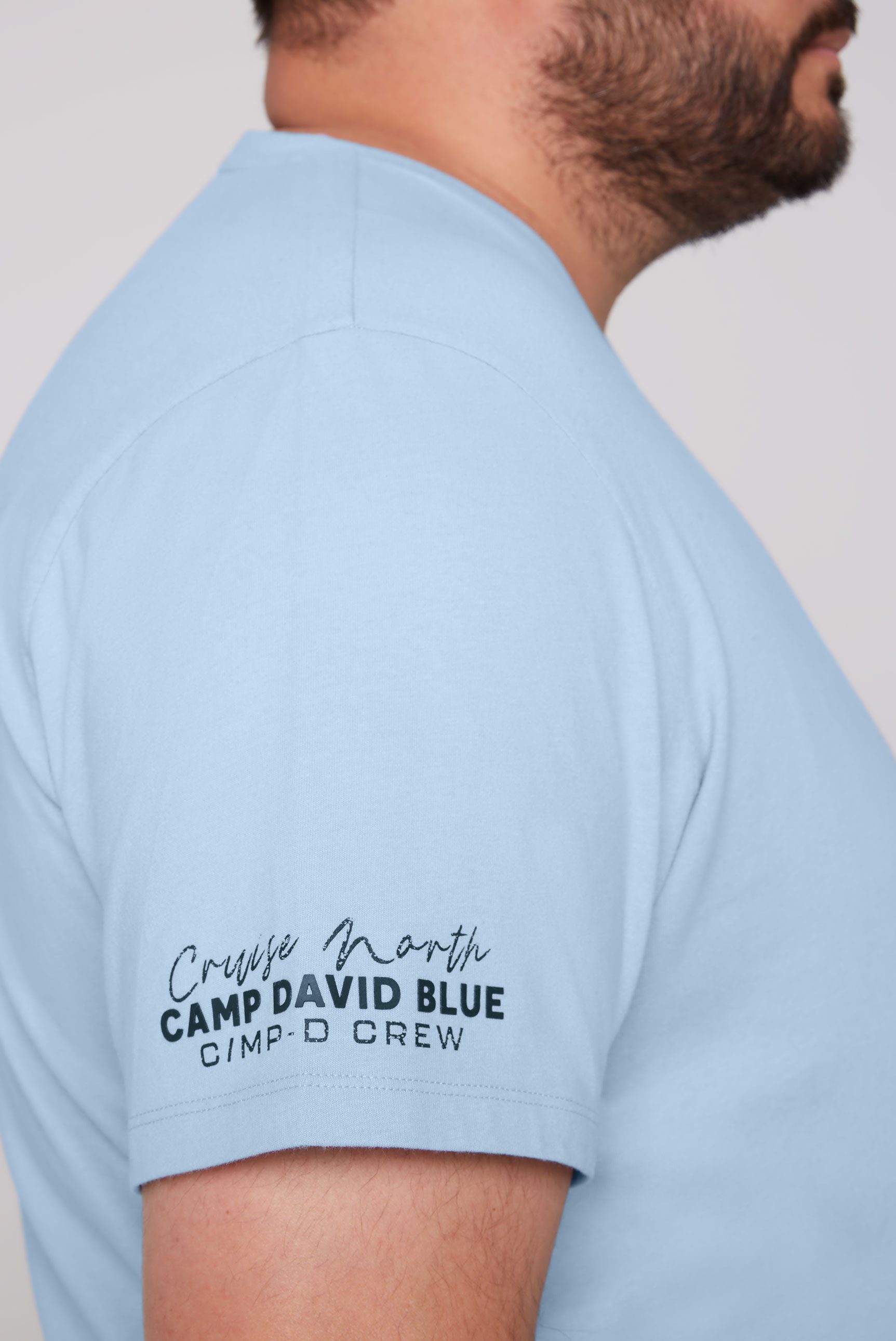CAMP DAVID Shirt met V-hals met maritieme prints