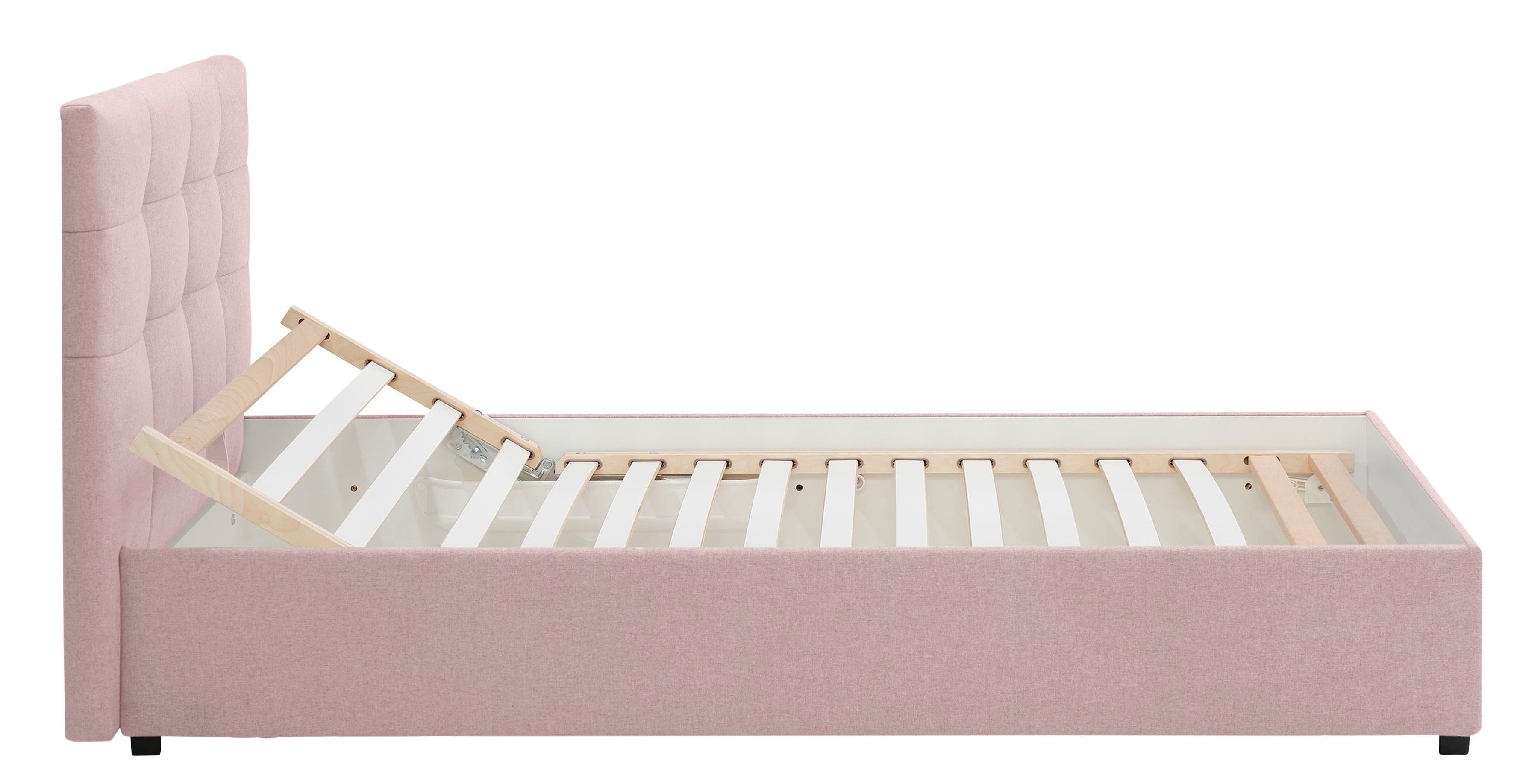 Lüttenhütt Gestoffeerd bed Endres met bedkist, naar keuze zonder matras/lattenbodem of incl. matras