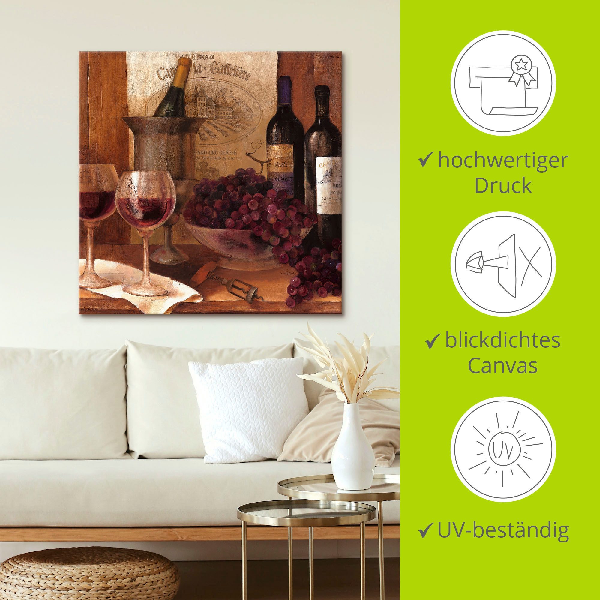 Artland Artprint op linnen Vintage wijn gespannen op een spieraam