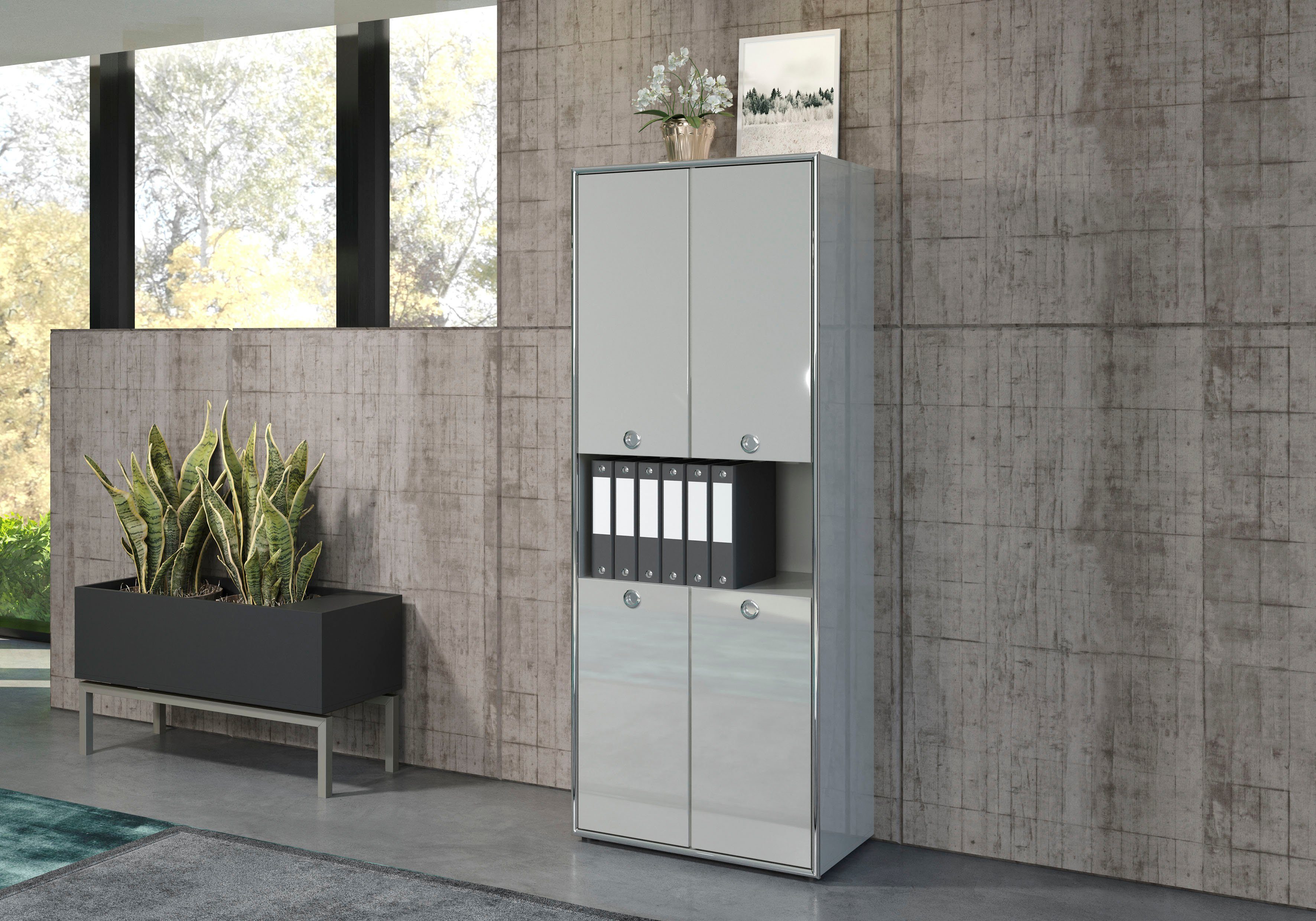 Places of Style Archiefkast Imperia Hoogglanslook met elegante chroomomranding - Made in Italy