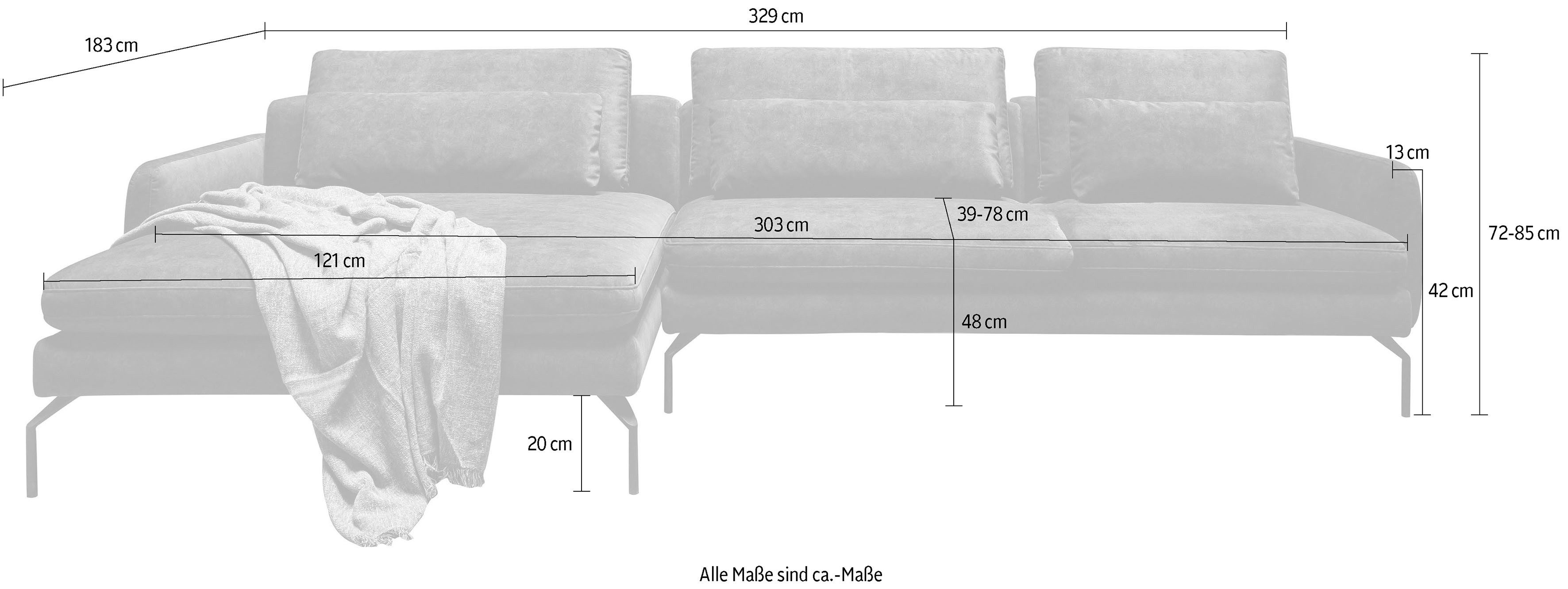 exxpo - sofa fashion Hoekbank Comfortbank Look, moderne webvelours bekleding, extra brede zitvlakken