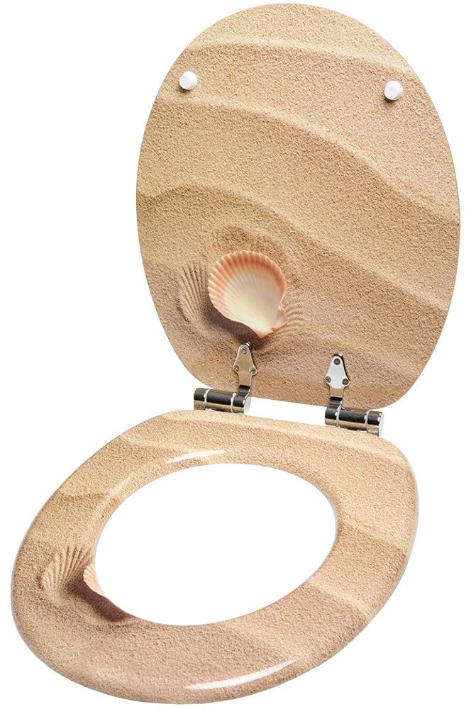 Sanilo Set badkameraccessoires Clam bestaand uit toiletzitting, badmat en wastafelplug (complete set, 3-delig)