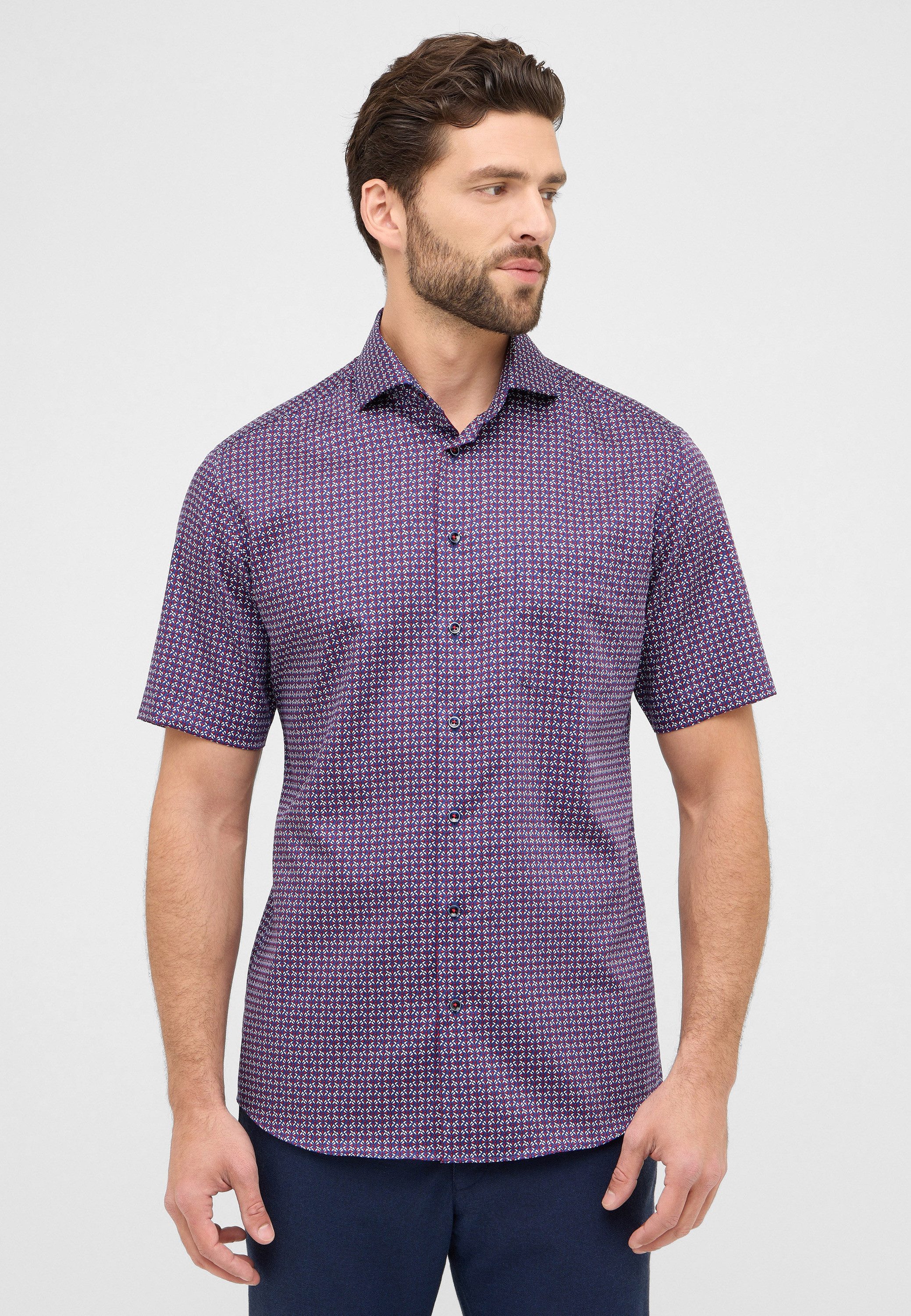 Eterna Overhemd met korte mouwen MODERN FIT NON IRON (strijkvrij) heren overhemden maat 40 rood