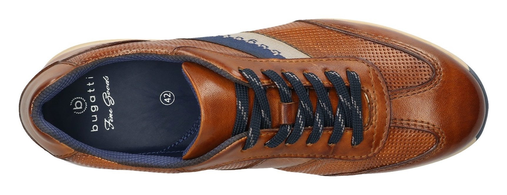 Bugatti Sneakers , business schoen, lage schoen, veterschoen met contrasterende strepen