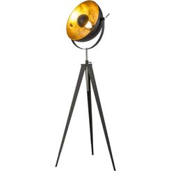 leonique staande lamp elenoire staande lamp in retro look, hoogte van 148 tot 168 cm verstelbaar, zwart - goudkleur zwart