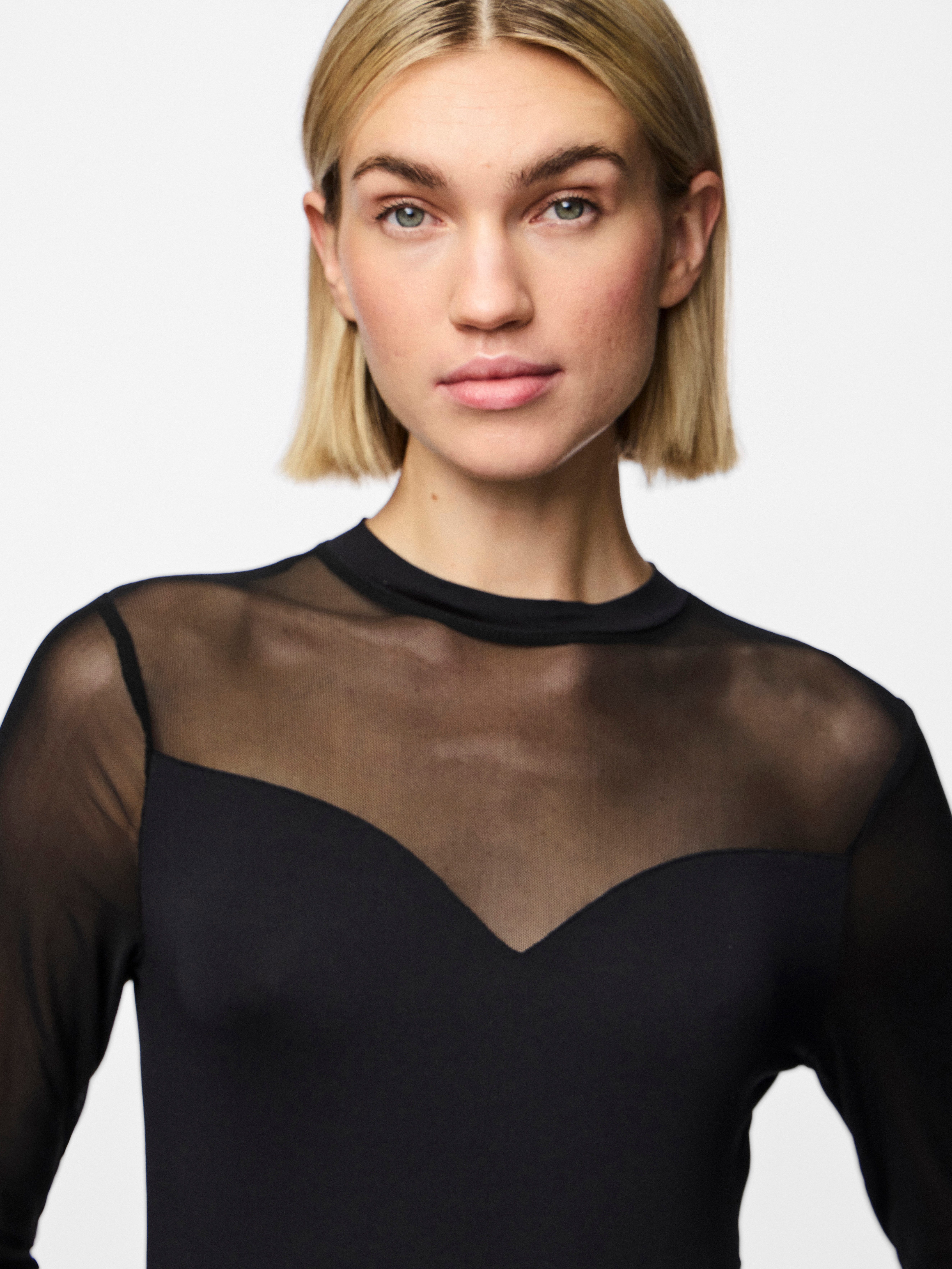 pieces Body met lange mouwen PCMILLY LS MESH BODYSTOCKING NOOS