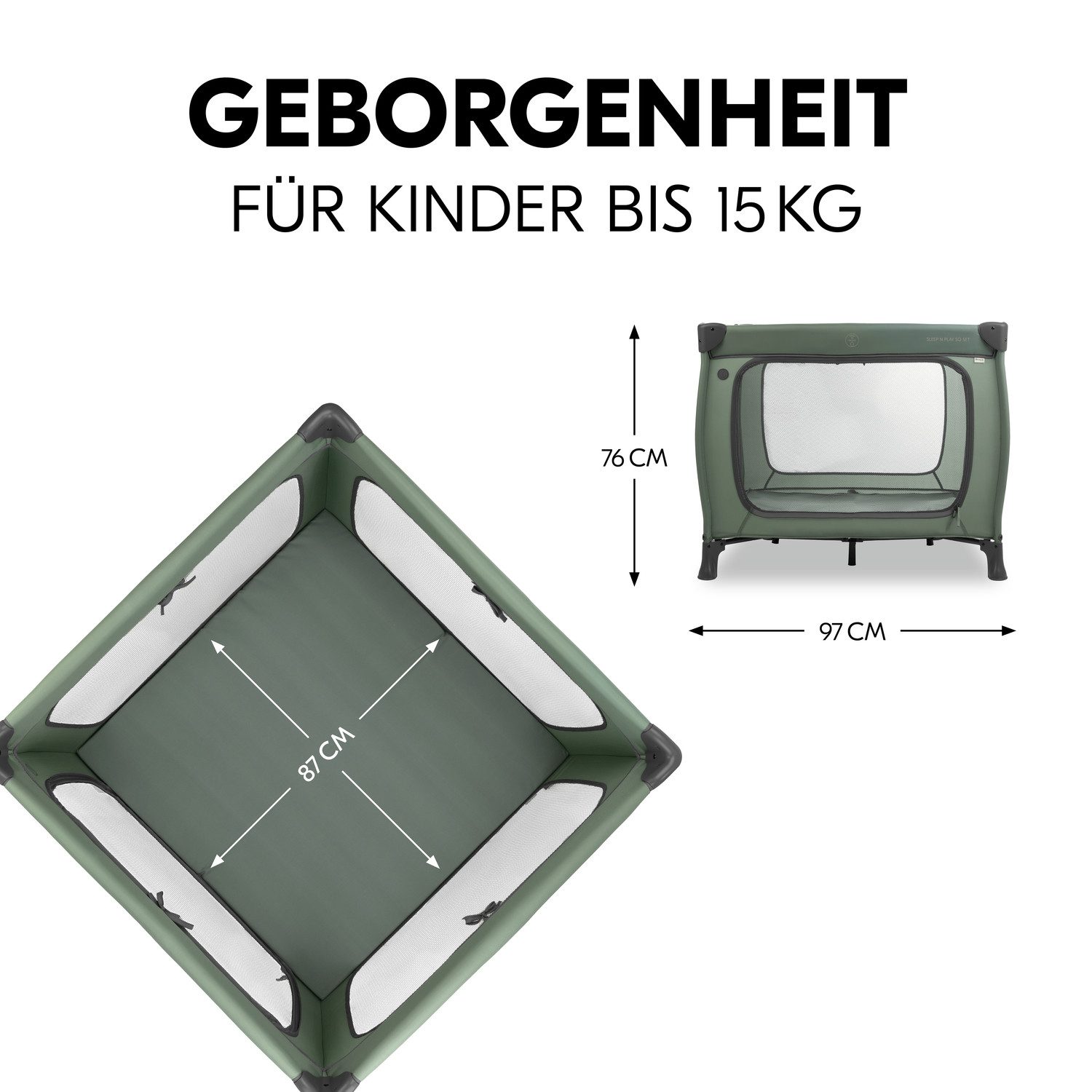 Hauck Baby-campingbed Sleep N Play SQ, Set dark green