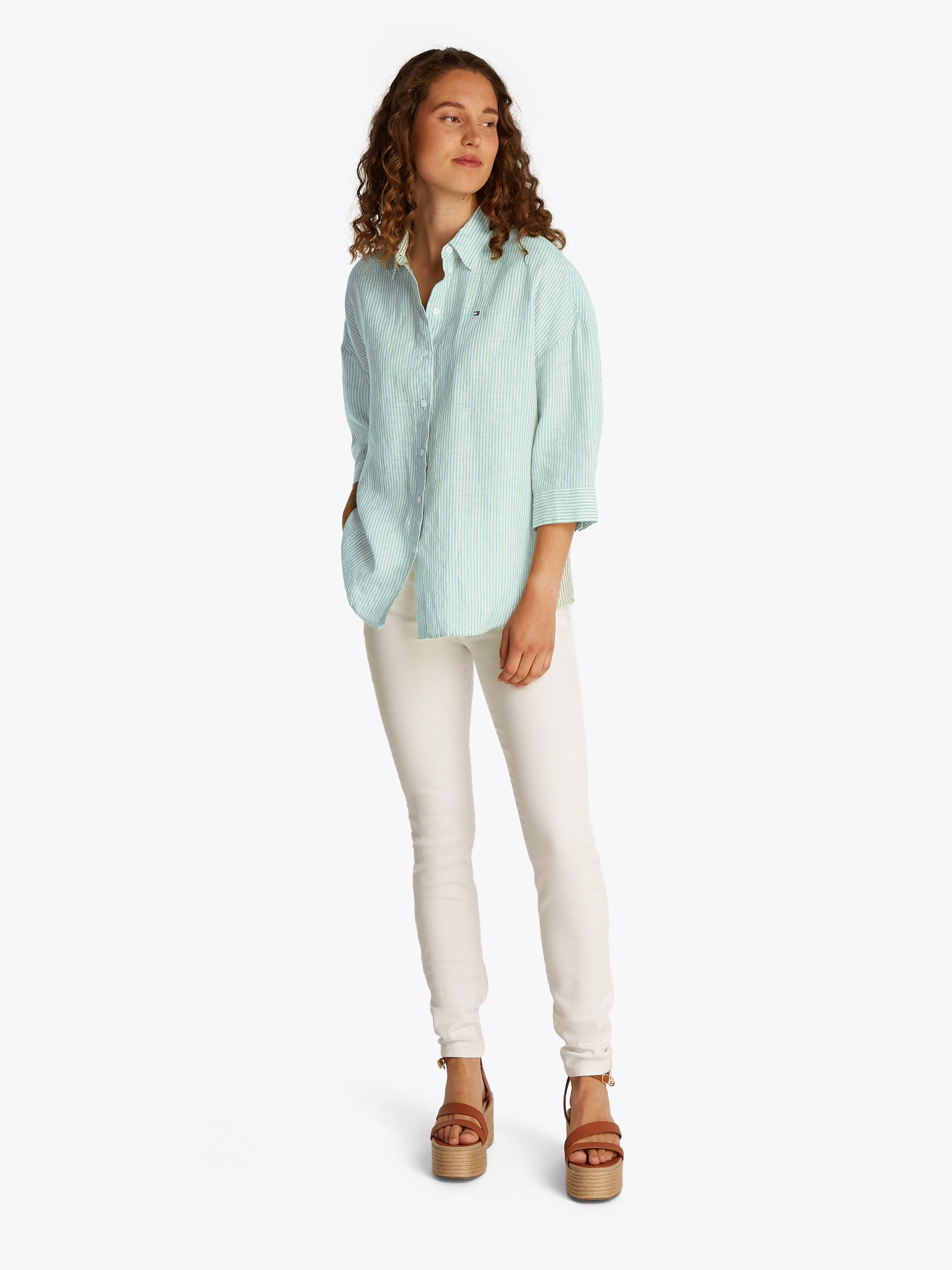 Tommy Hilfiger Shirt met 3/4 mouwen ESS LINEN LOOSE 3-4 SLEEVE SHIRT