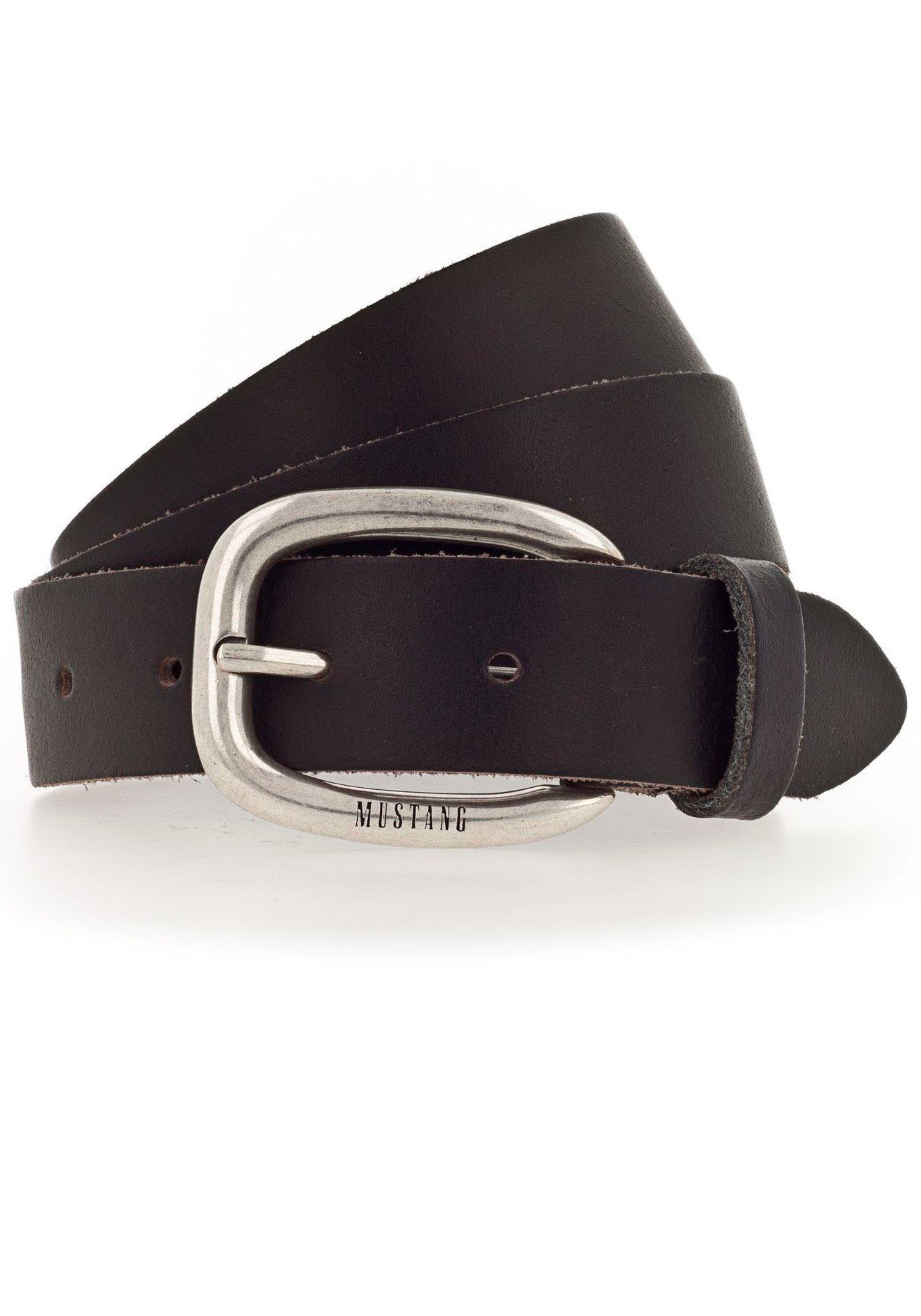 MUSTANG Leren riem met vintage karakter dames brede riemen maat 85 zwart