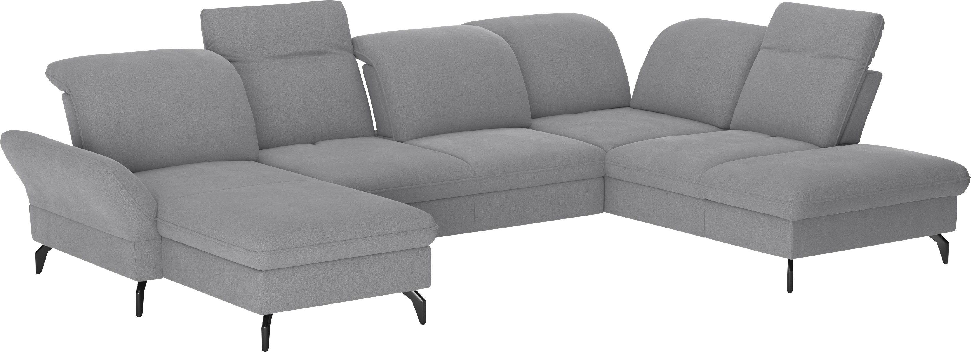 sit&more Zithoek Leandro U-vorm Naar keuze met bed, hoofdbord en armleuningfunctie, en bedkist