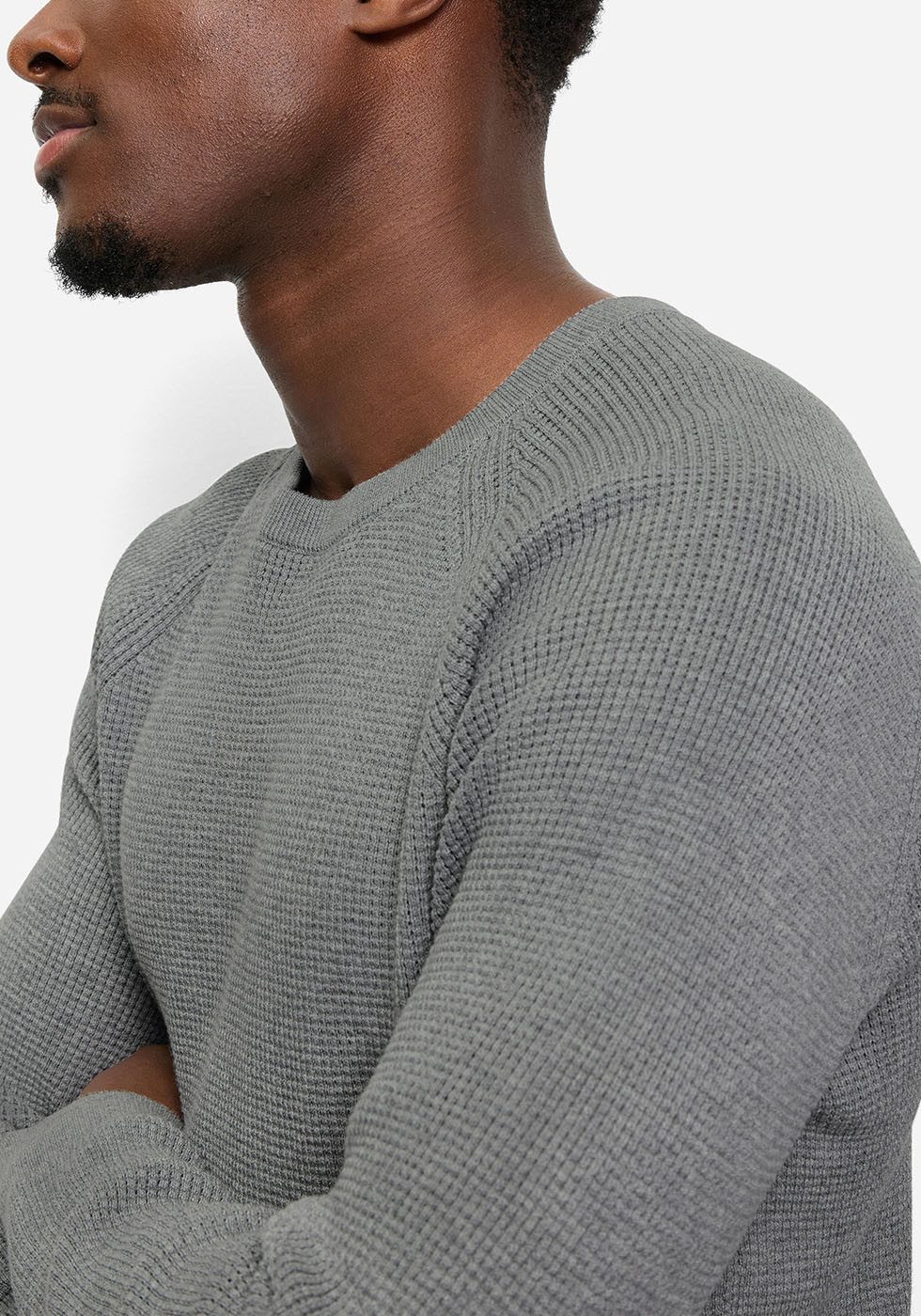 OLYMP Trui met ronde hals Waffle Structure Ronde hals, casual, effen, regular fit