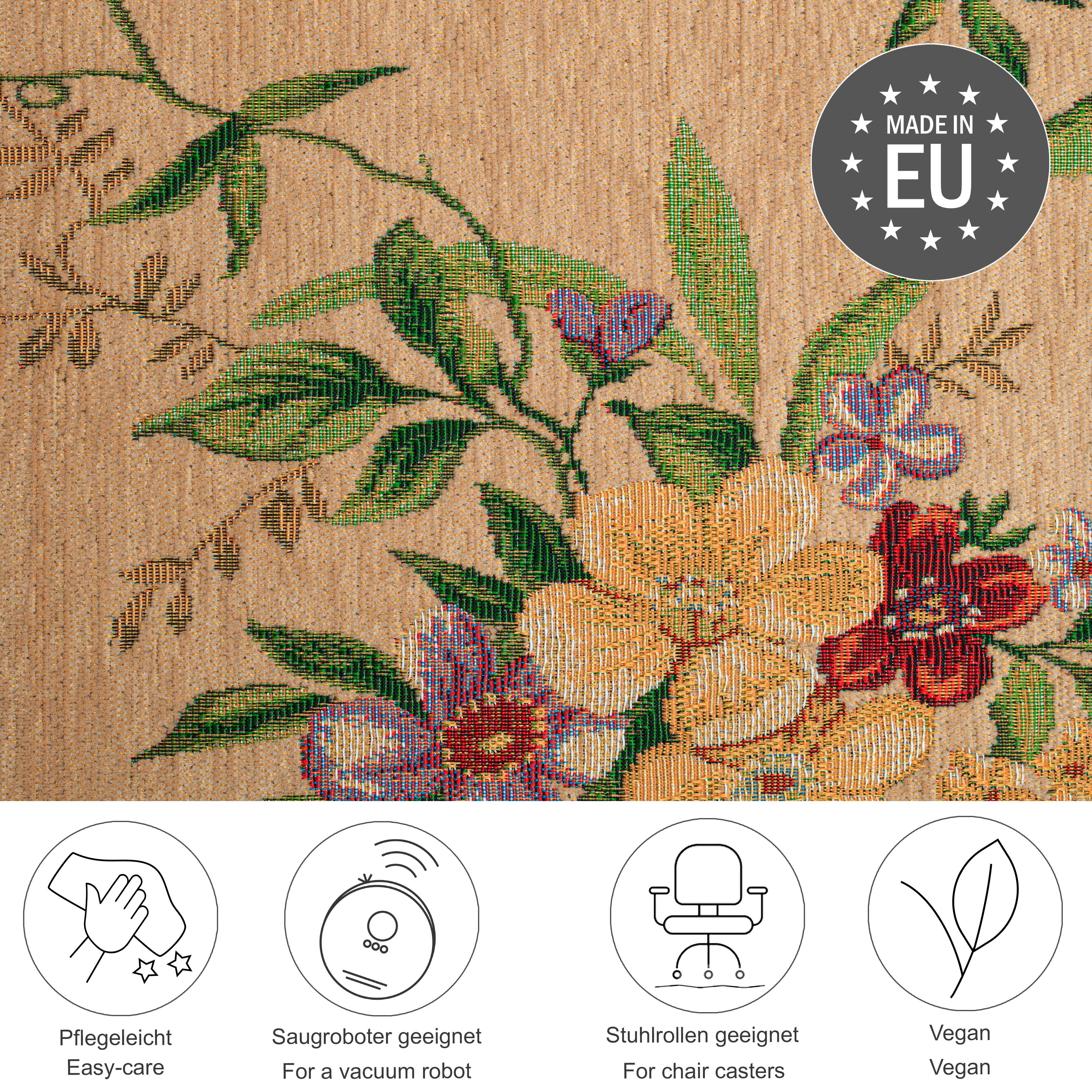 THEKO Vloerkleed Flomi Sagrini Platweefsel, pastelkleuren, bloemendessin