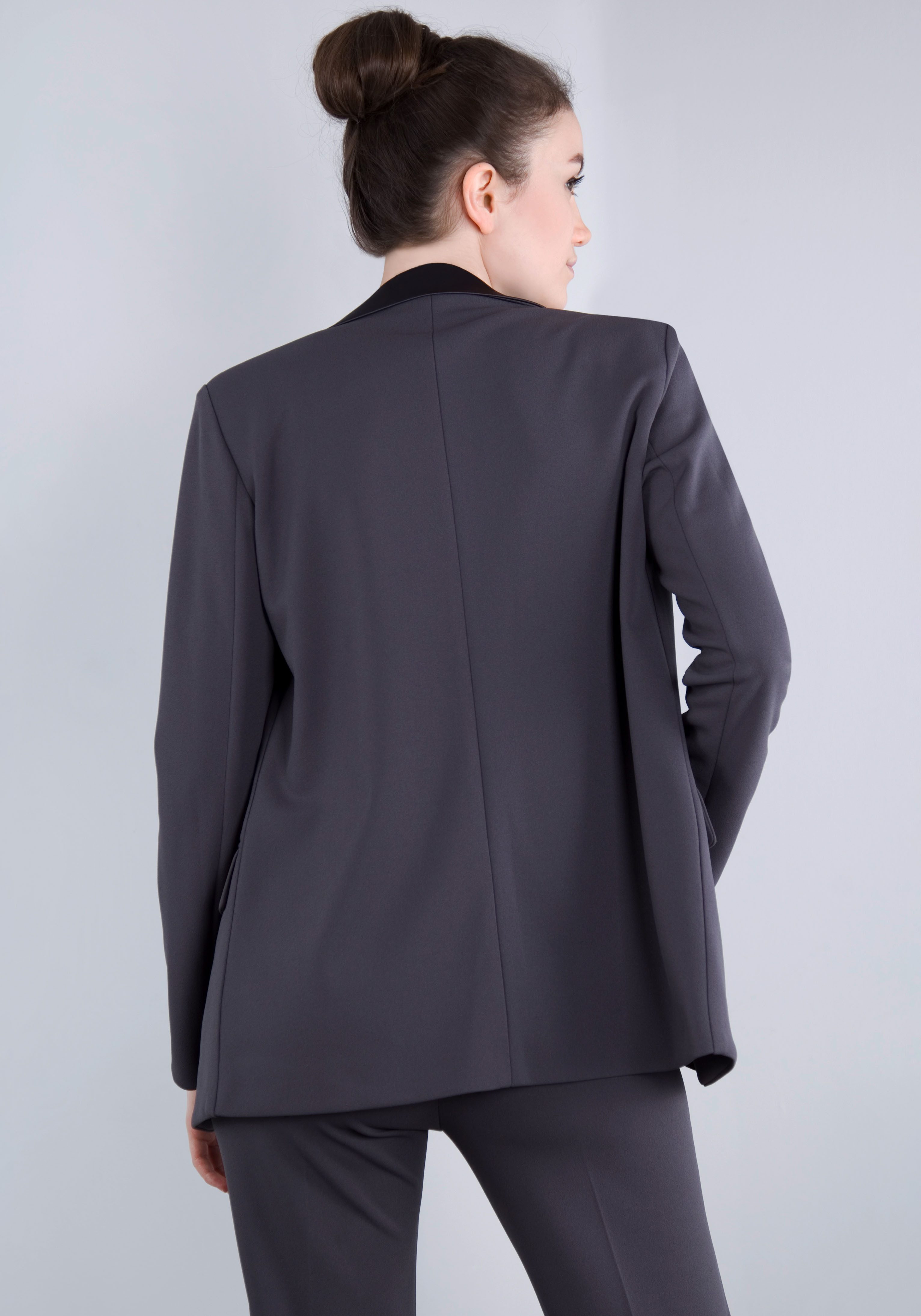 IMPERIAL Lange blazer met satijnen details en stretch