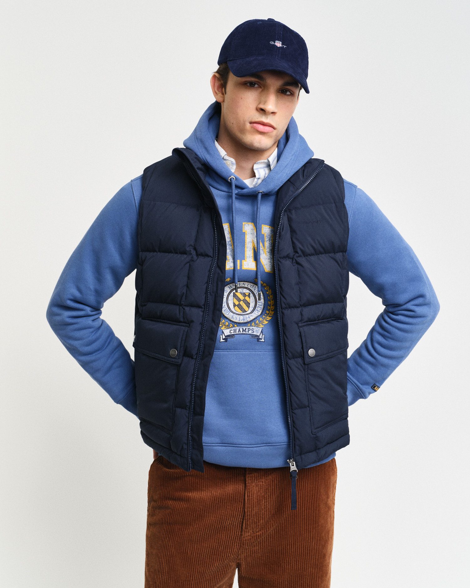 Gant Bodywarmer MID DOWN VEST met modieuze stiksels heren bodywarmers maat XL blauw