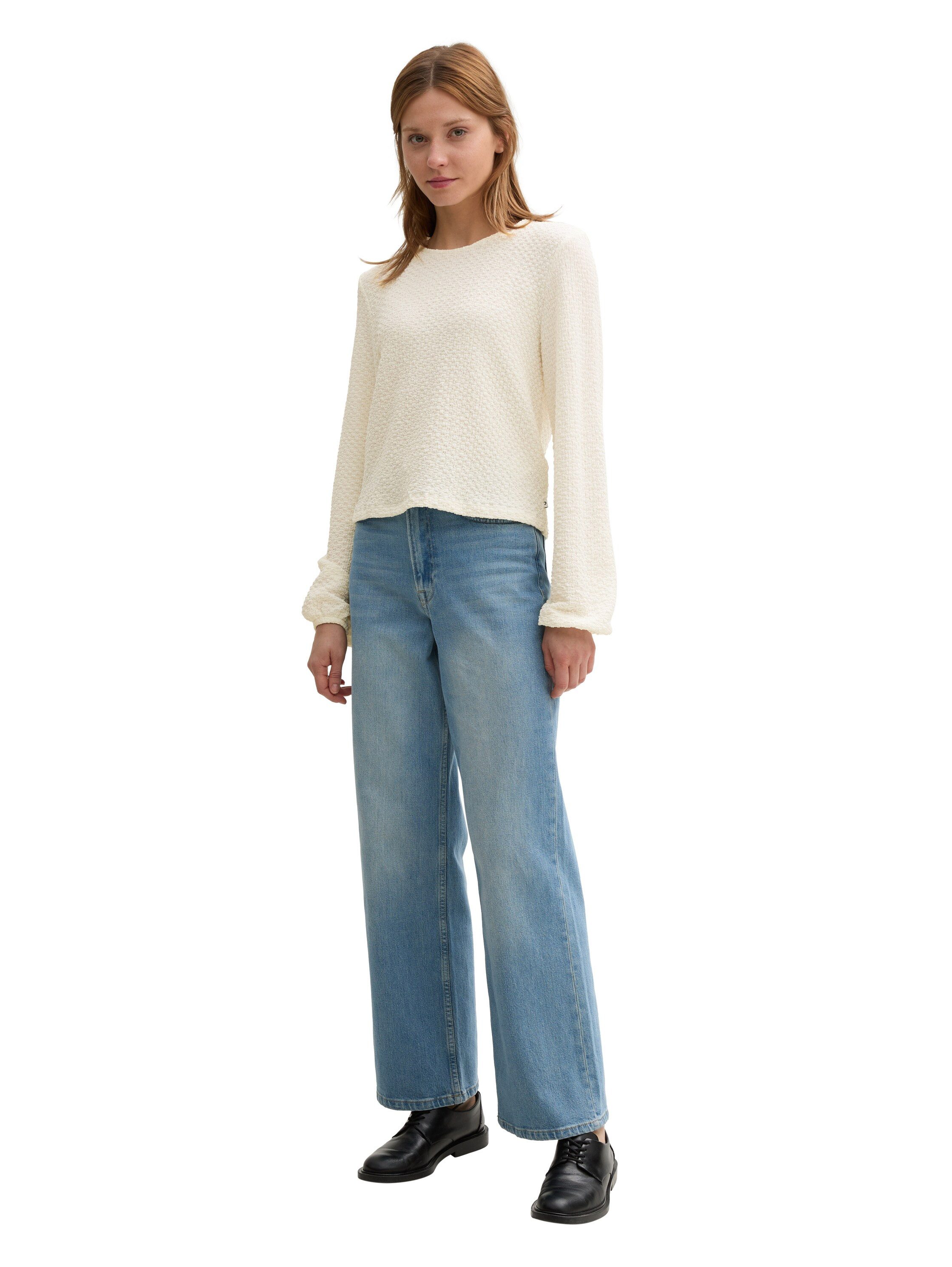 Tom Tailor Denim Blouse zonder sluiting met structuur