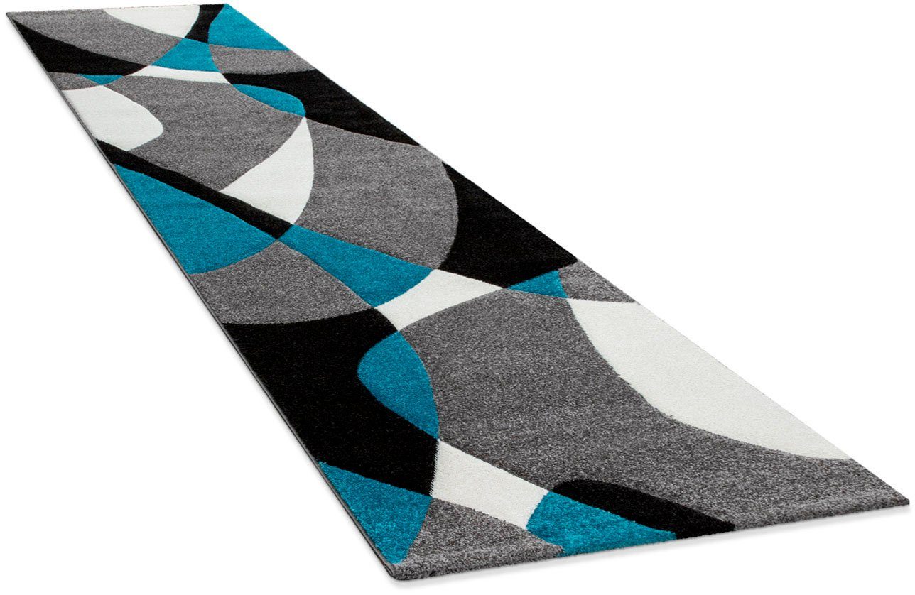 Paco Home Loper Diamond 664 Tapijtloper, korte pool, 3D-design, moderne geometrisch motief lopers maat 29 blauw