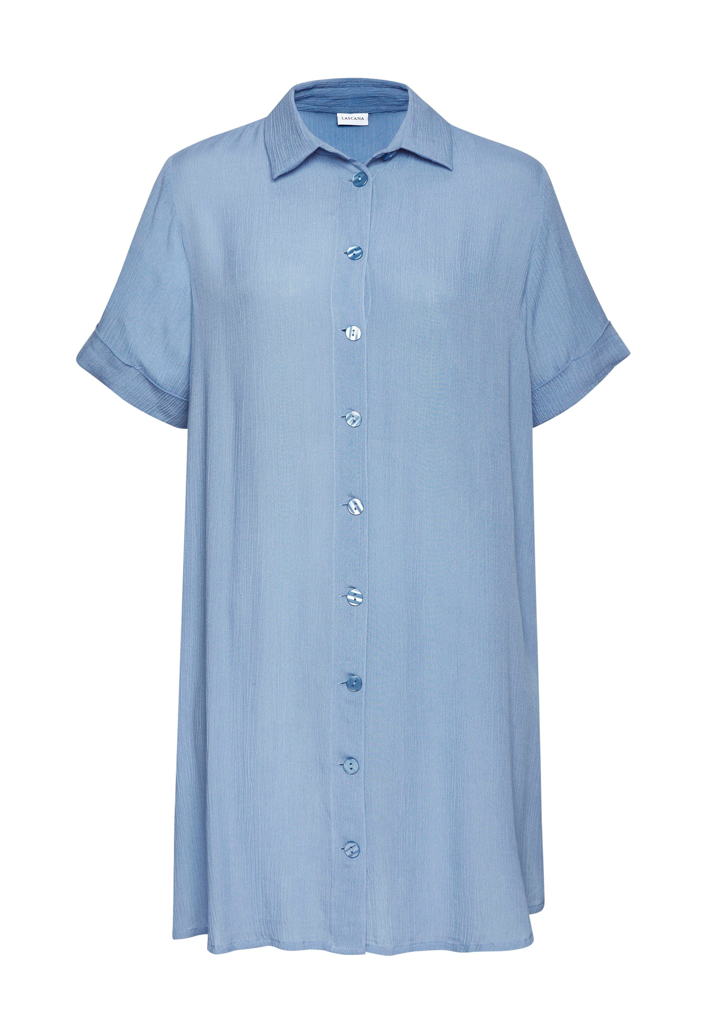 Lascana Lange blouse met knoopsluiting, blouse met korte mouwen, blousejurk, zomers