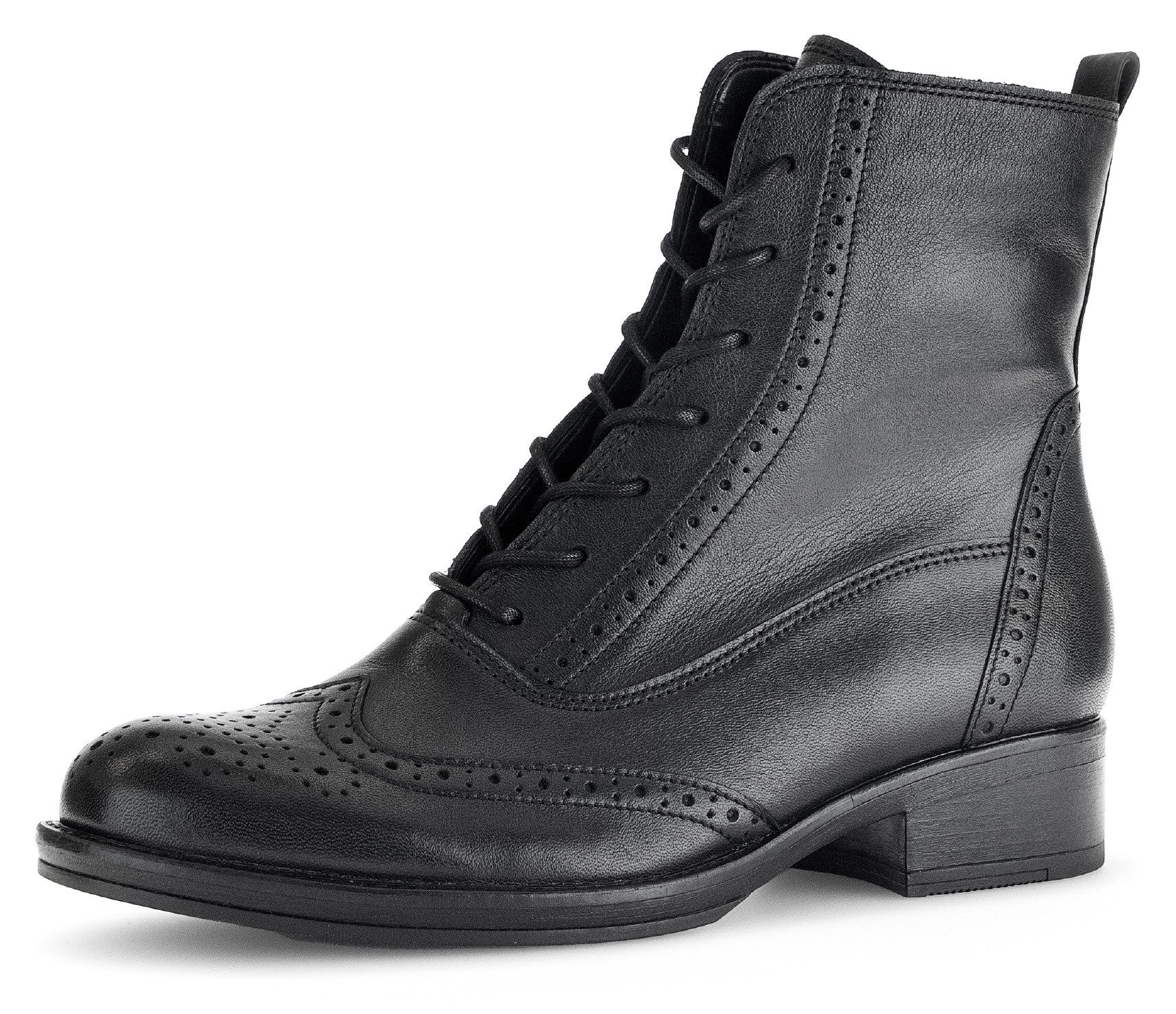 Gabor Veterlaarsjes blokhak, veterschoenen, business schoen met modieuze lyra-perforatie