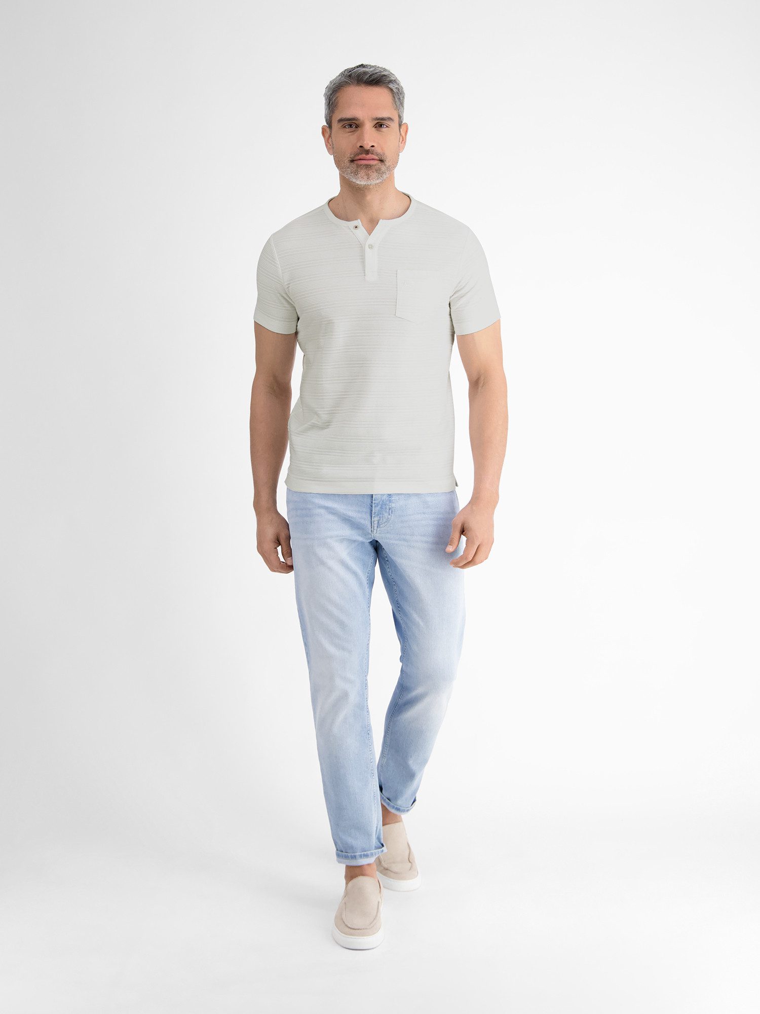 Lerros Henleyshirt LERROS Serafino-shirt, zomers tonal gestreept