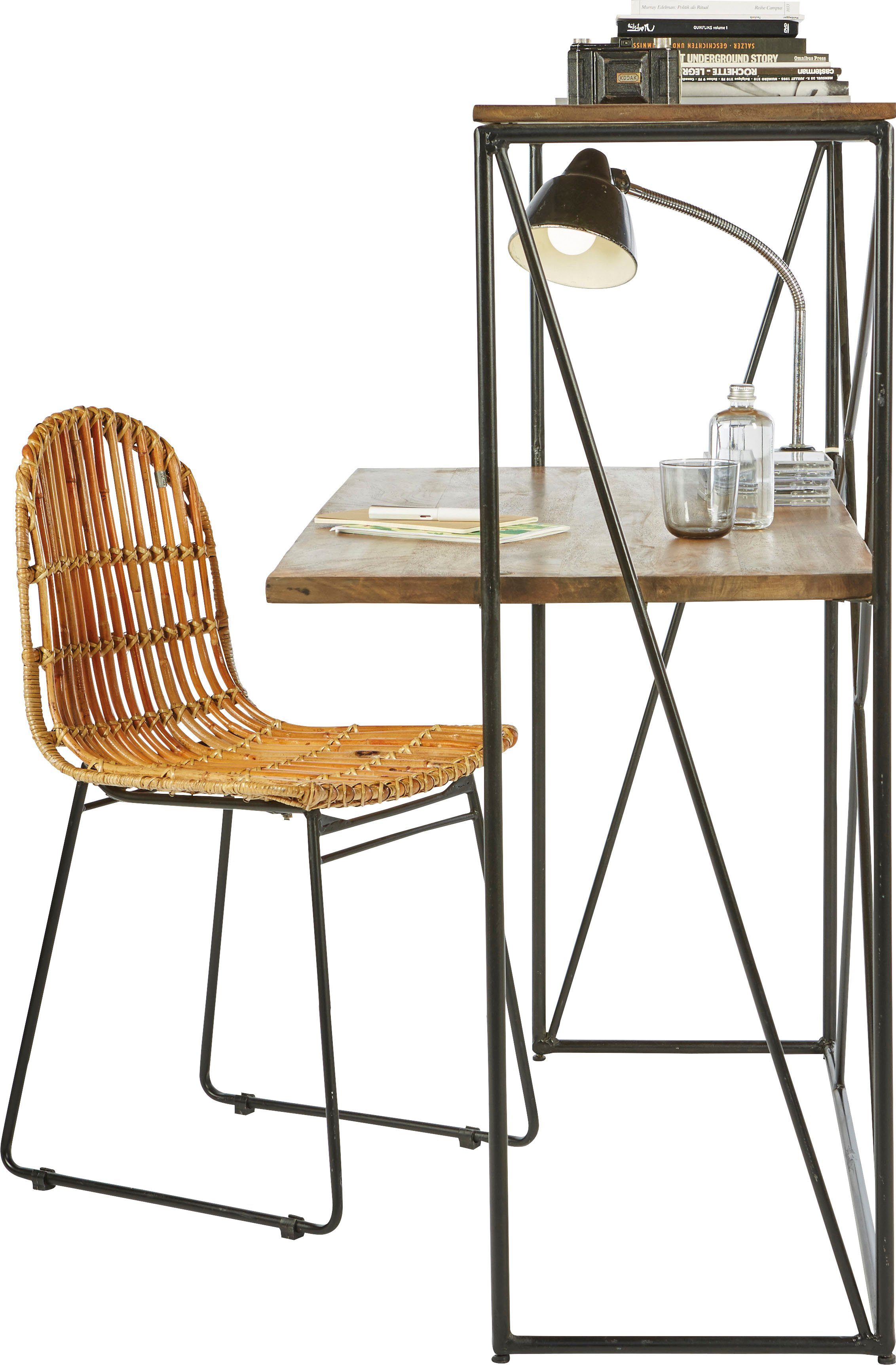 TOM TAILOR HOME Secretaire T-NEST SHELF OFFICE LOW middelhoog, open bureaurek, van mangohout en metaal