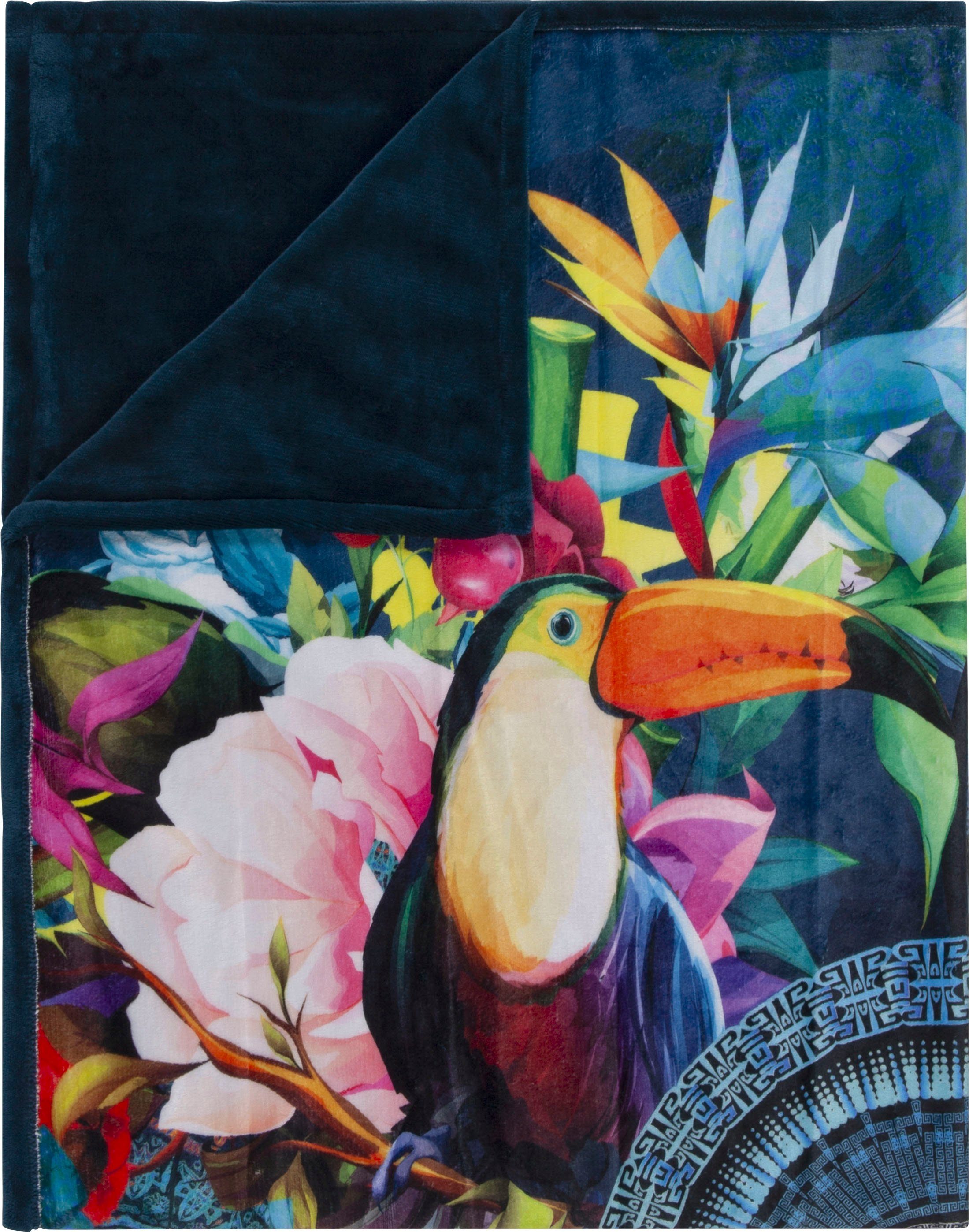 hip Plaid Cailani Zeer zacht, knuffeldeken, 130x160 cm, omkeerbaar, mandala, donkerblauw