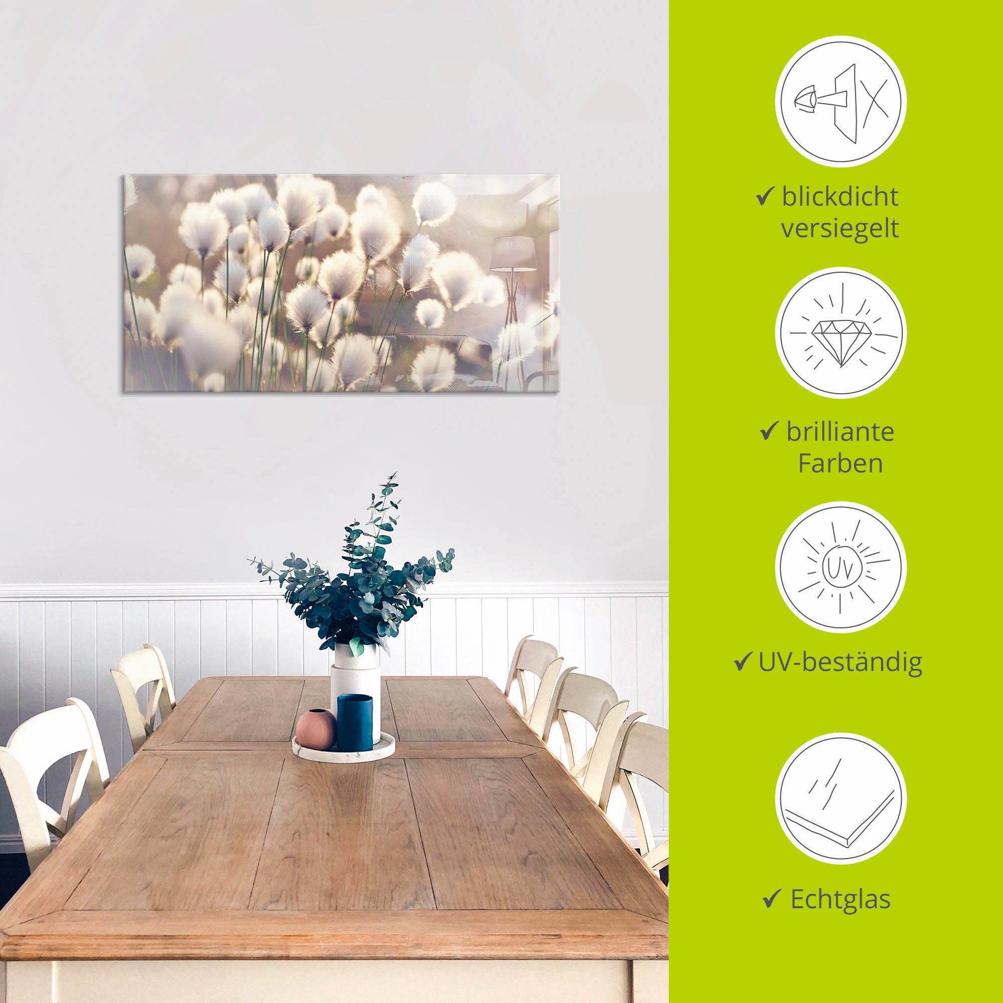 Artland Print op glas Wolgrasmagie in het veen