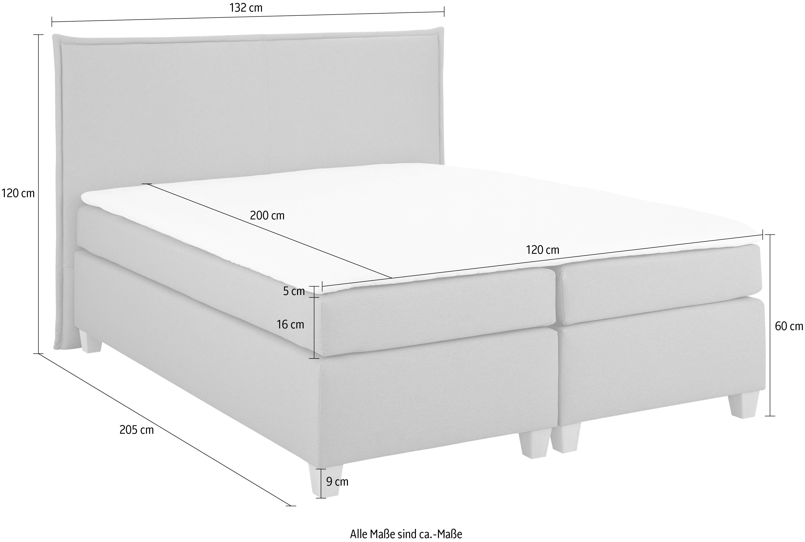 Home affaire Boxspring Houssay incl. topmatras, 5 breedtes, 2 hardheden ook in extra lang 220 cm