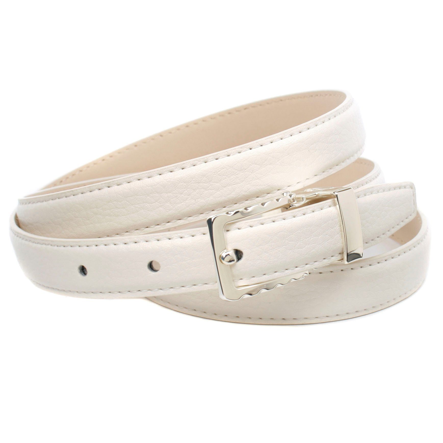Anthoni Crown Leren riem in een smal model en met gedessineerde gesp dames brede riemen maat 110 wit