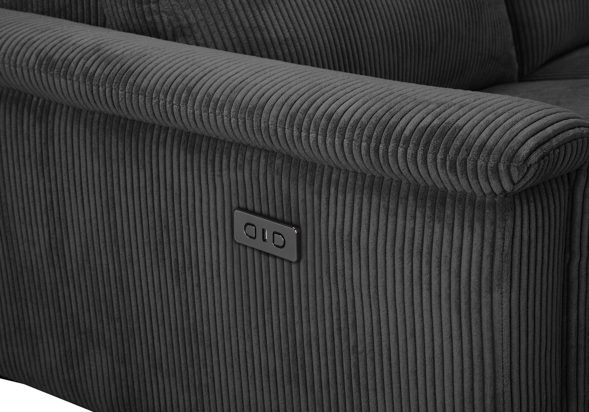 Places of Style Hoekbank Lund in cord, L-vorm, 261 cm, handmatige en elektrische relaxfunctie